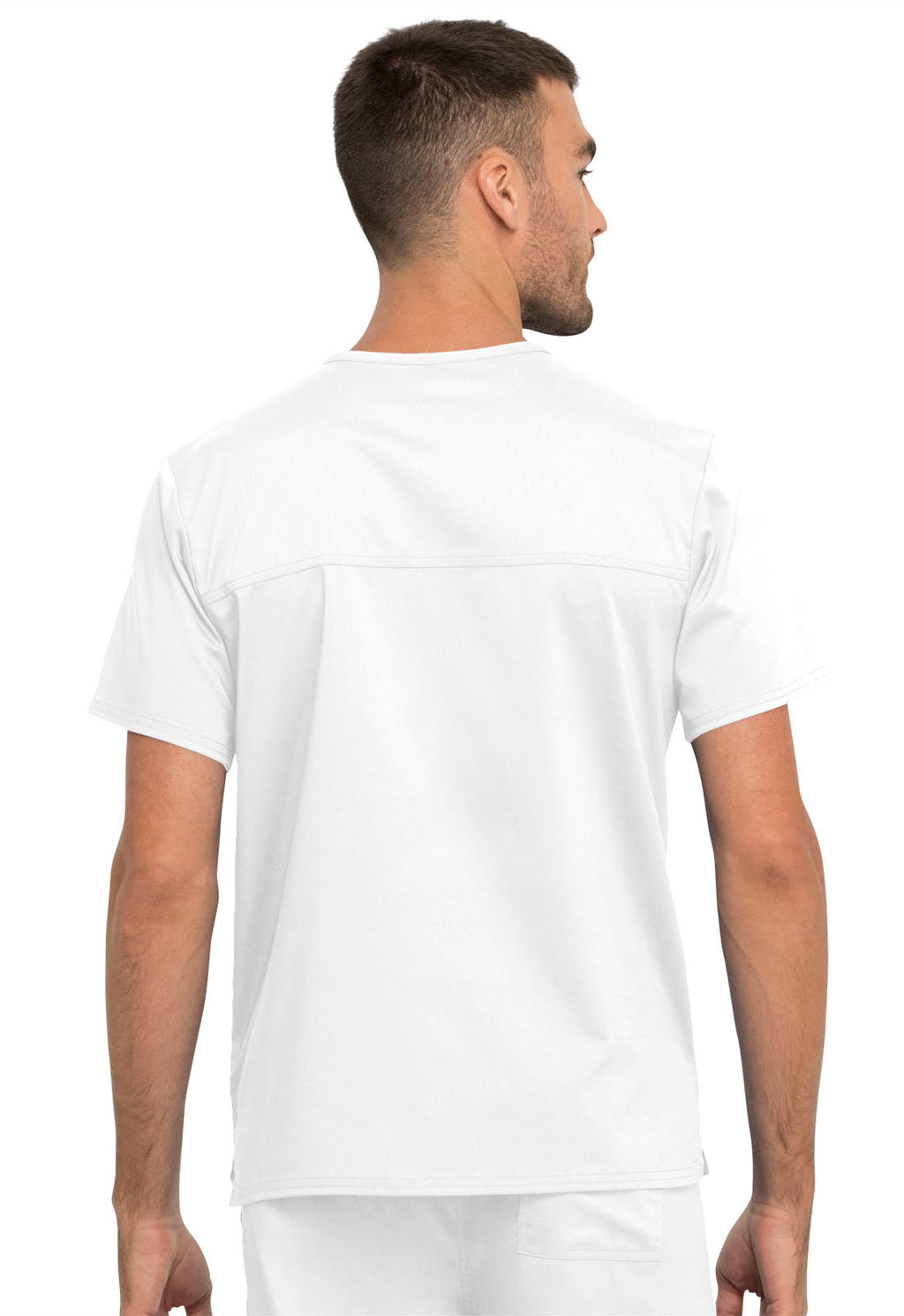 Revolution WW625 Unisex 1 Pocket Tuckable V-Neck Top White
