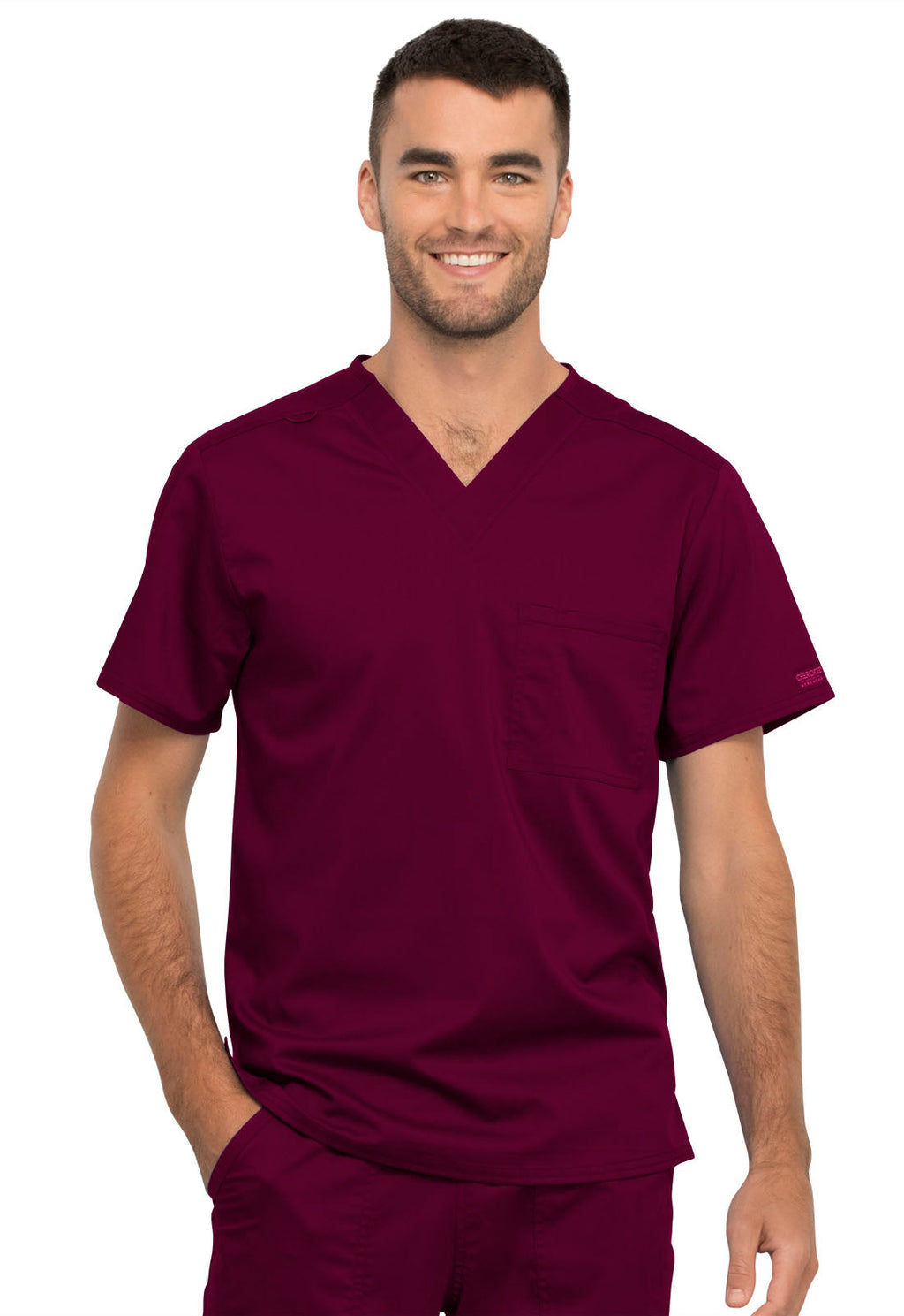 Revolution WW625 Unisex 1 Pocket Tuckable V-Neck Top Wine