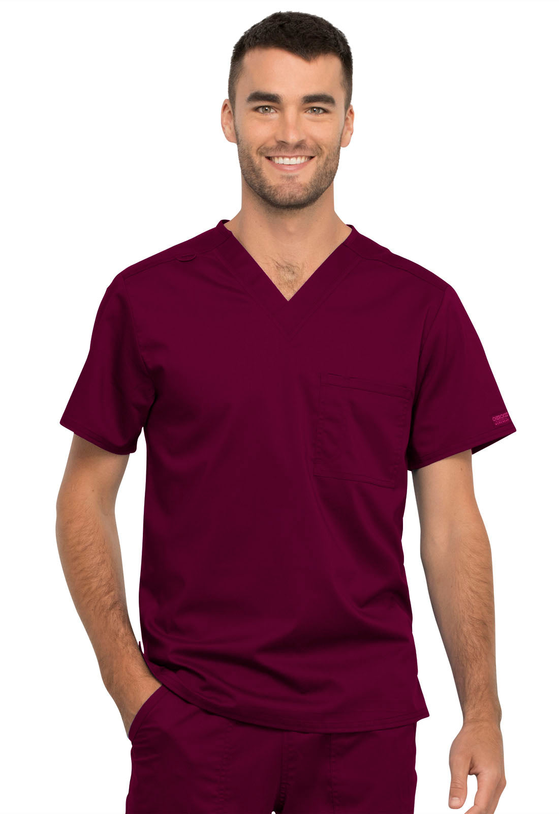 Revolution WW625 Unisex 1 Pocket Tuckable V-Neck Top Wine