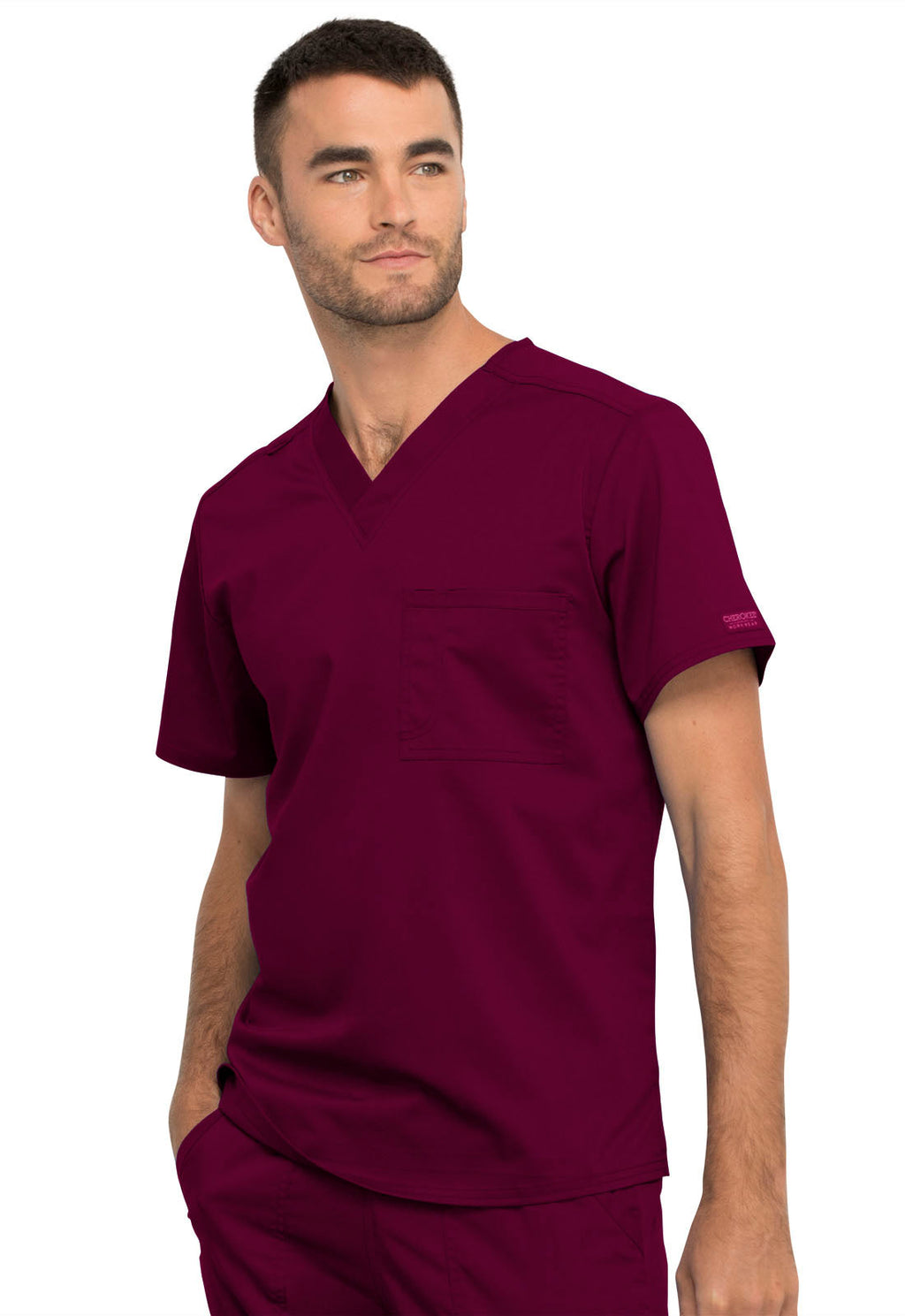 Revolution WW625 Unisex 1 Pocket Tuckable V-Neck Top Wine