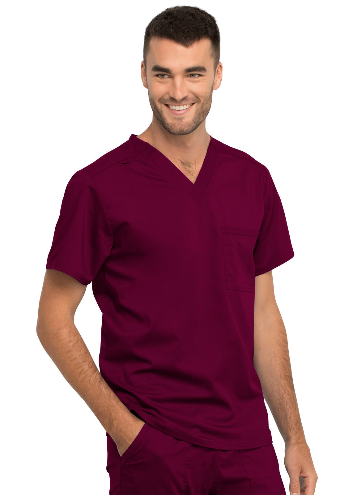 Revolution WW625 Unisex 1 Pocket Tuckable V-Neck Top Wine