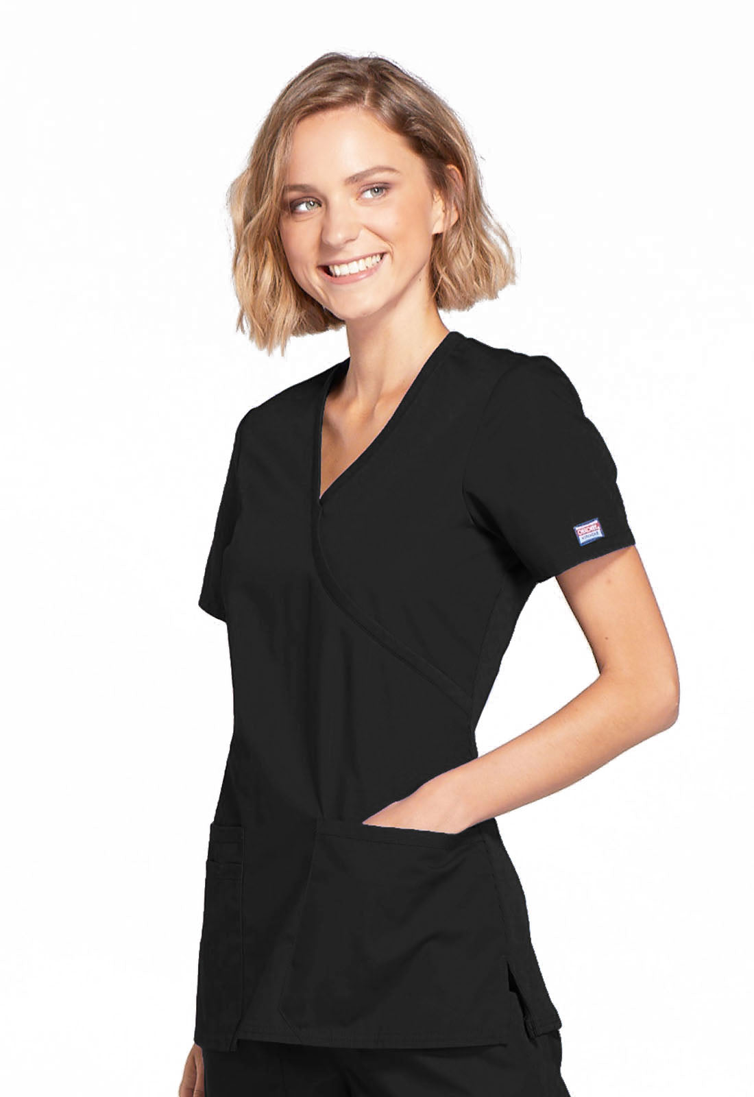 Originals WW650 Mock Wrap Top Black