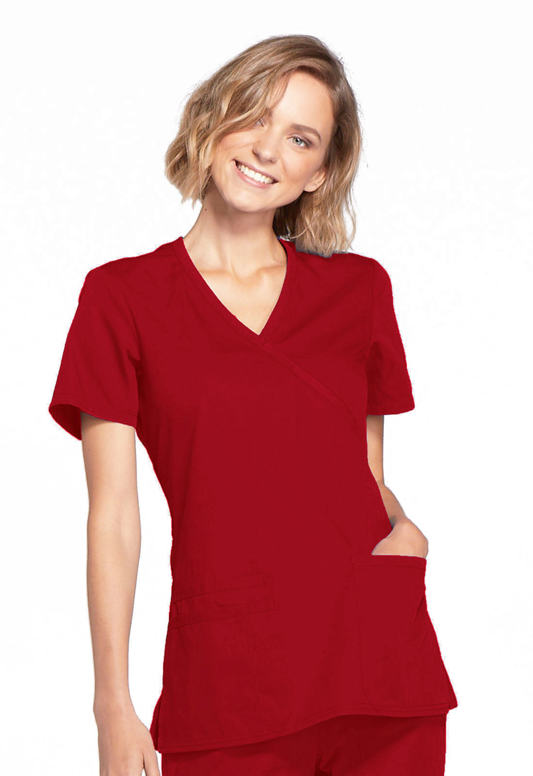 Originals WW650 Mock Wrap Top Red
