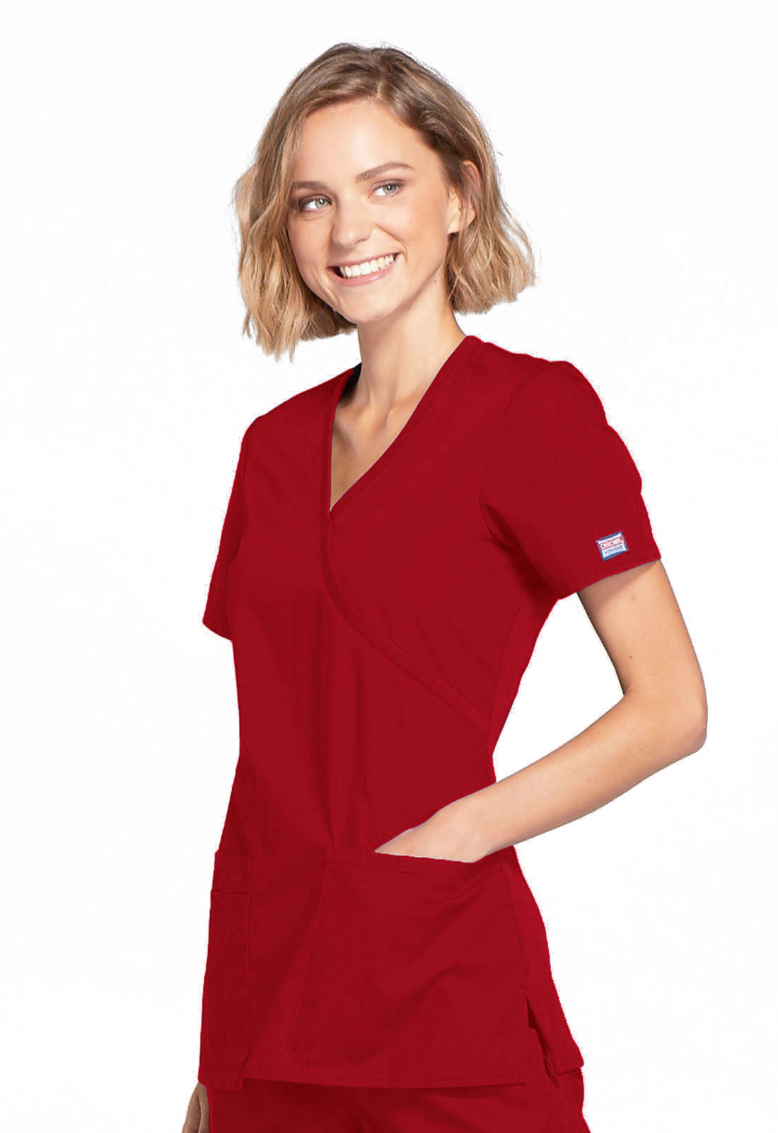 Originals WW650 Mock Wrap Top Red