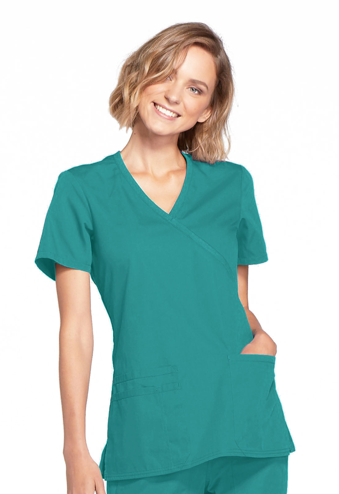 Originals WW650 Mock Wrap Top Teal Blue