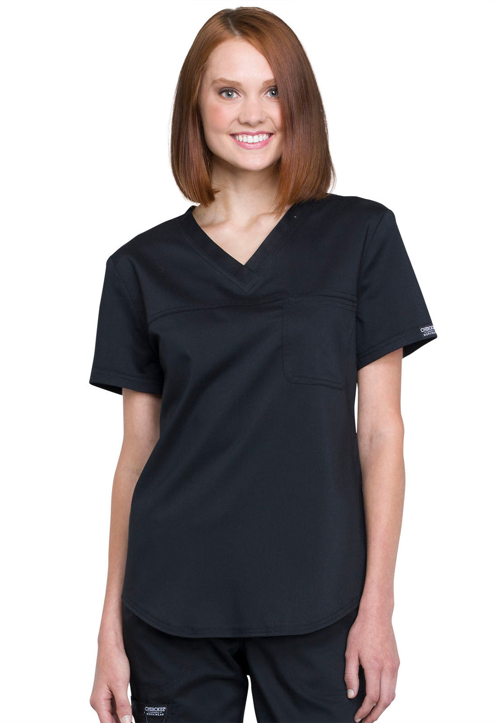 Revolution WW657 Tuckable V-Neck O.R. Top Black