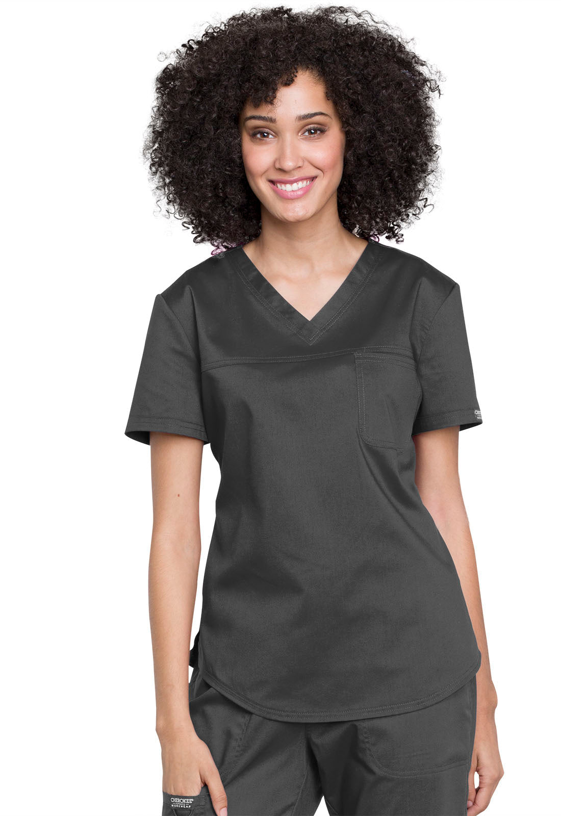 Workwear Revolution WW657 Women's Tuckable V-Neck O.R. Scrub Top Pewter