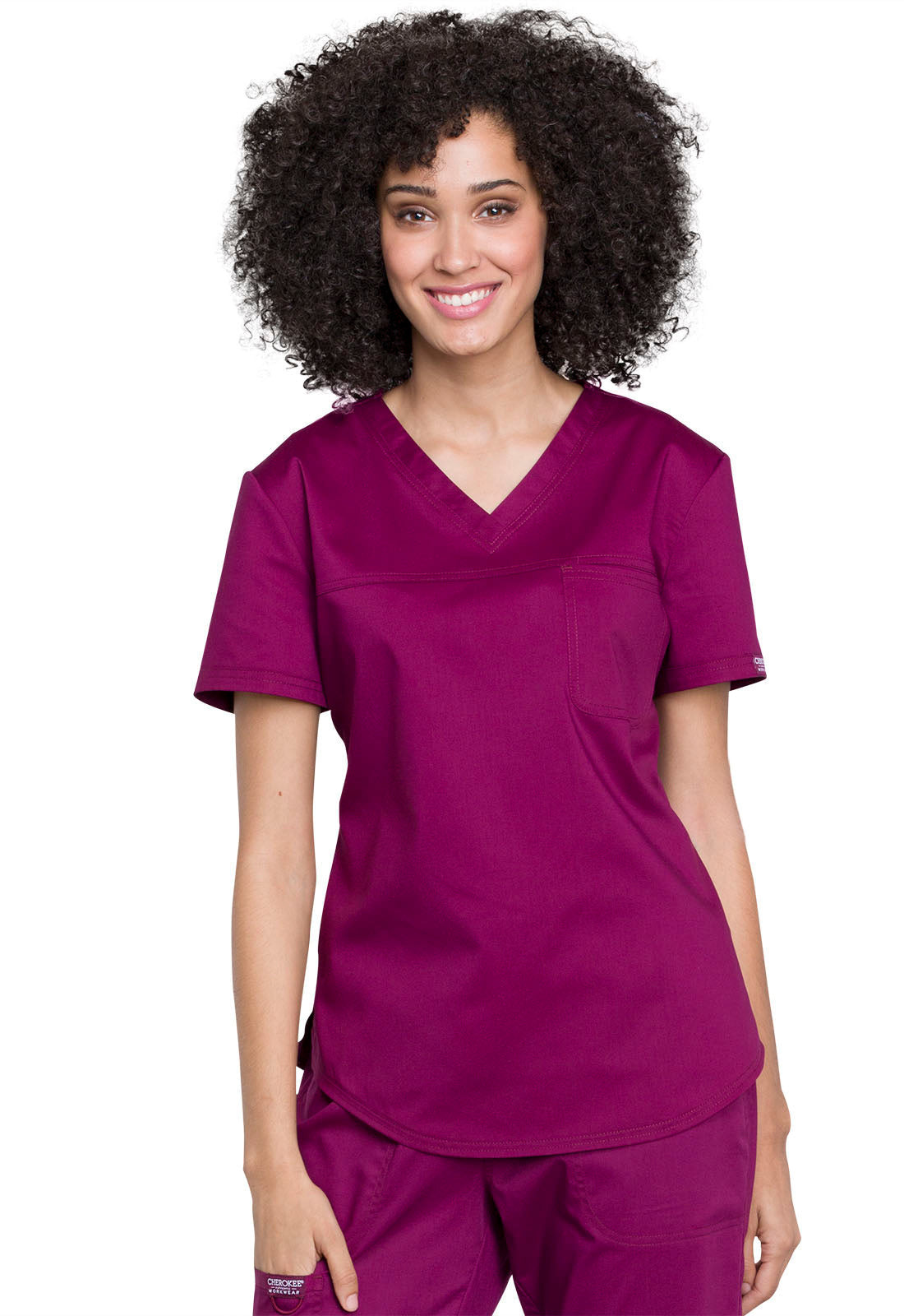 Workwear Revolution WW657 Women's Tuckable V-Neck O.R. Scrub Top Wine