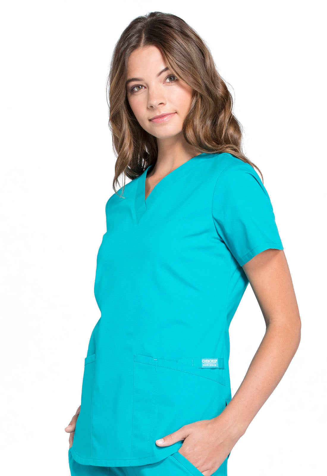 Professionals WW665 V-Neck Top Teal Blue