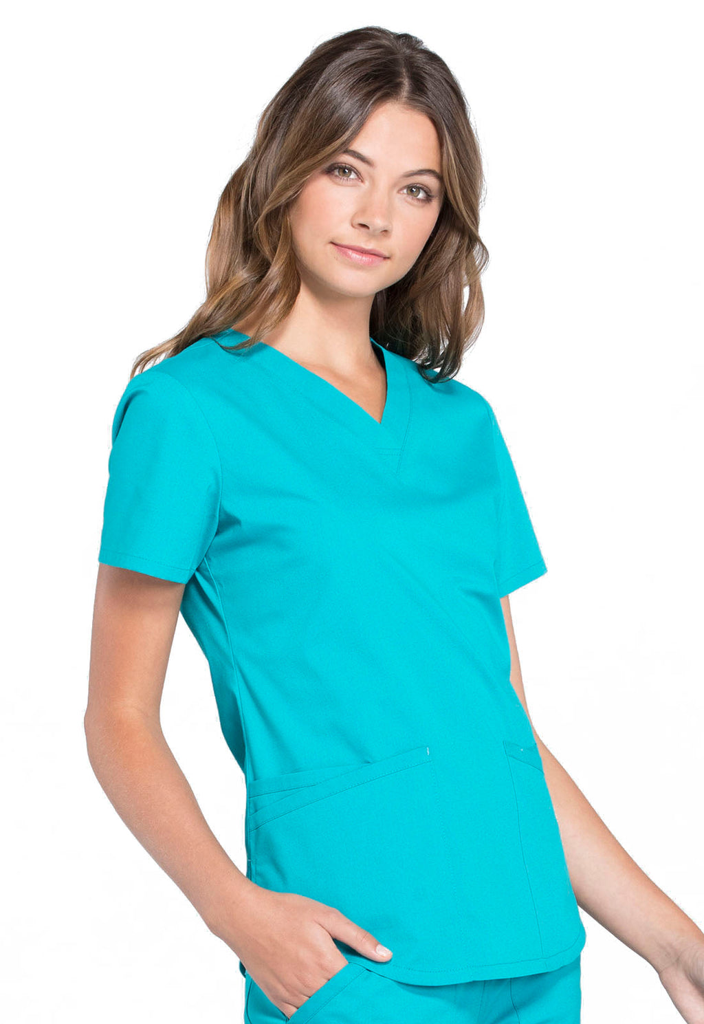 Professionals WW665 V-Neck Top Teal Blue
