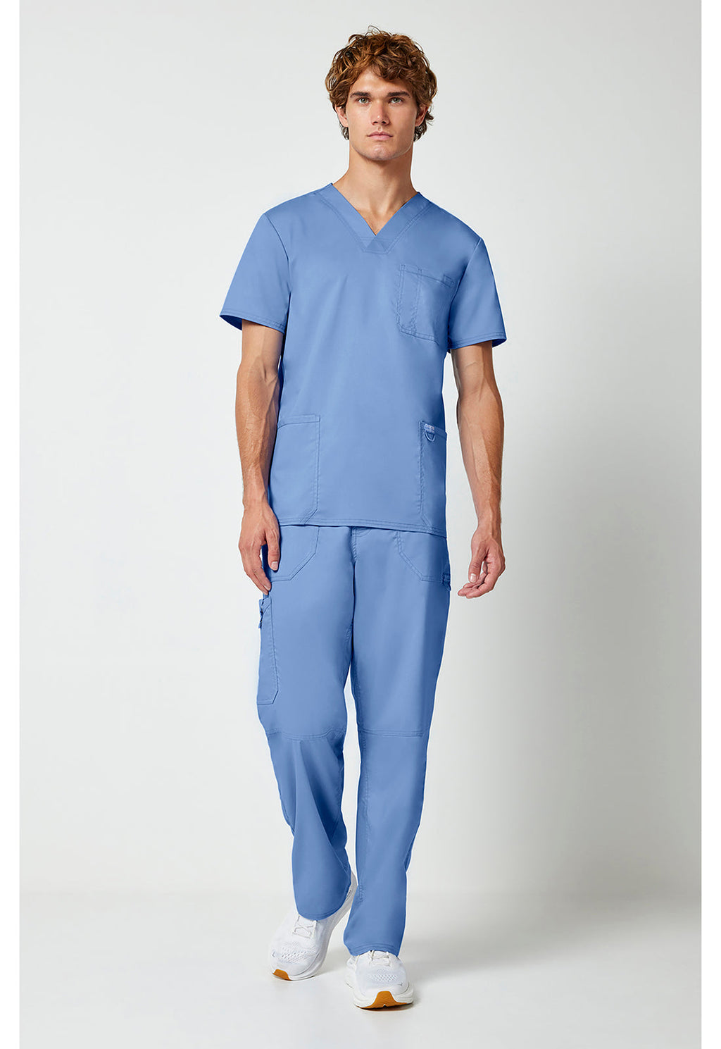 Workwear Revolution WW670 Men's V-Neck Scrub Top Ciel Blue