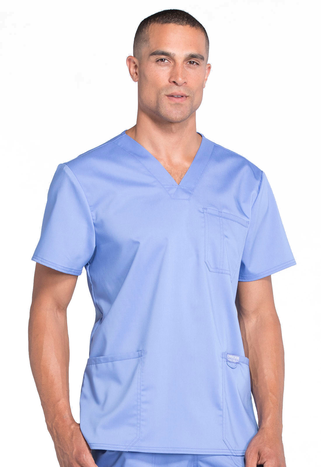 Workwear Revolution WW670 Men's V-Neck Scrub Top Ciel Blue