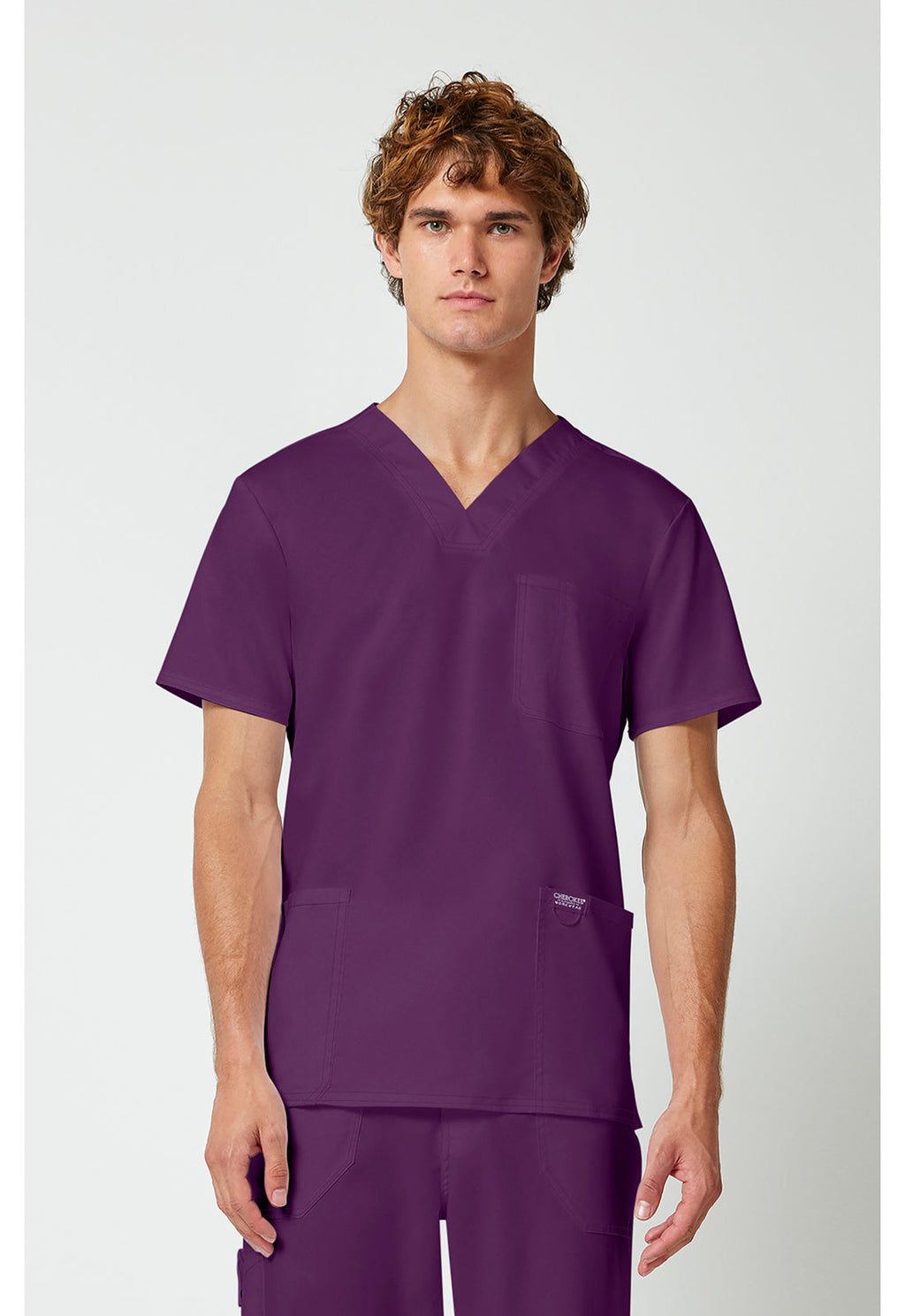 Workwear Revolution WW670 Men's V-Neck Scrub Top Eggplant