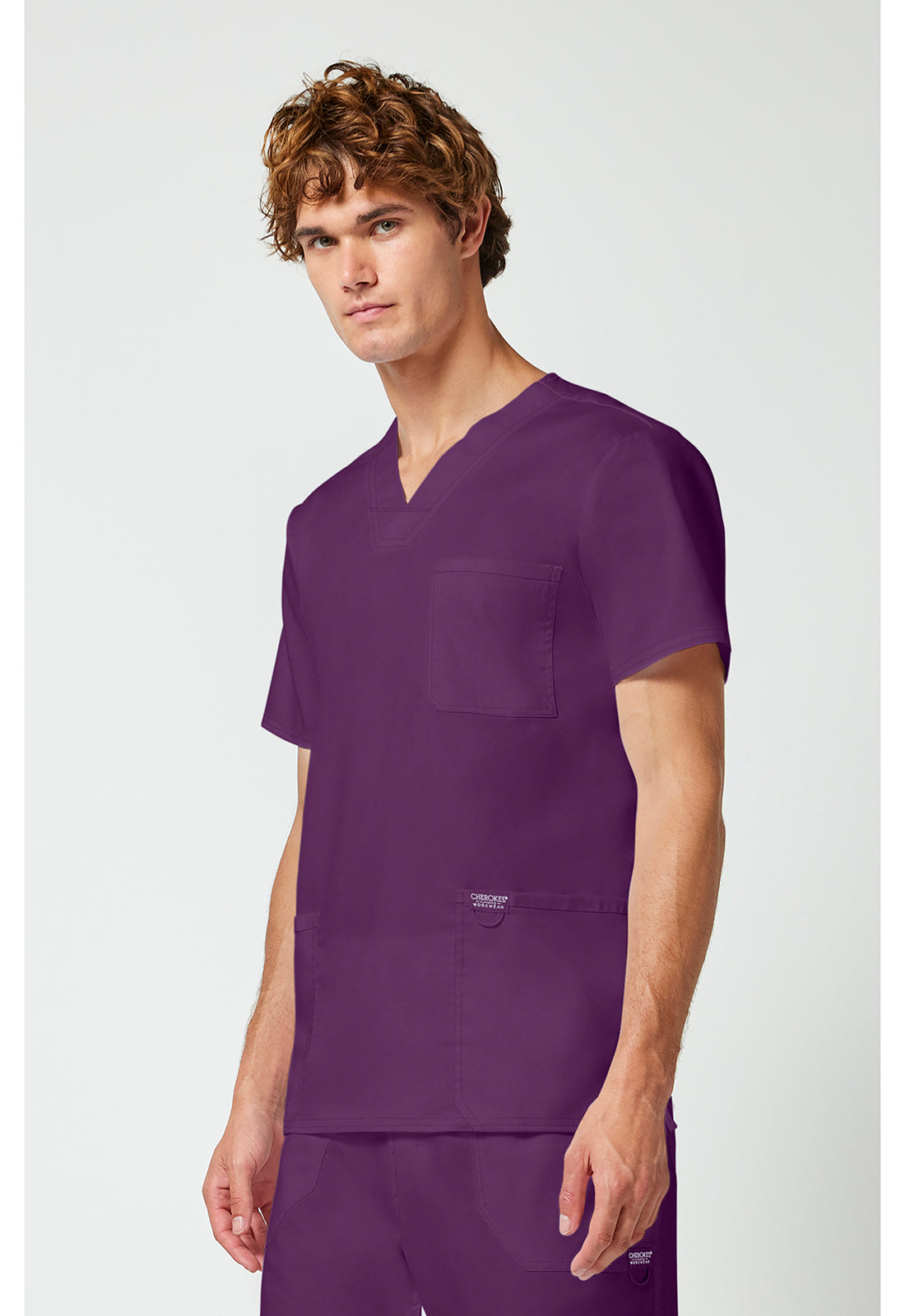 Workwear Revolution WW670 Men's V-Neck Scrub Top Eggplant