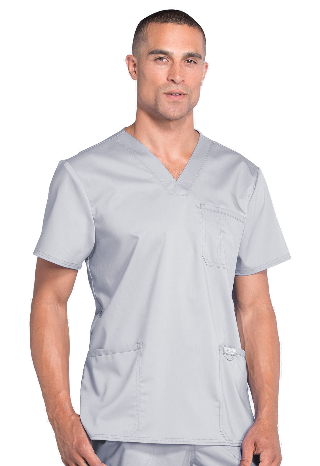 Workwear Revolution WW670 Men's V-Neck Scrub Top Grey
