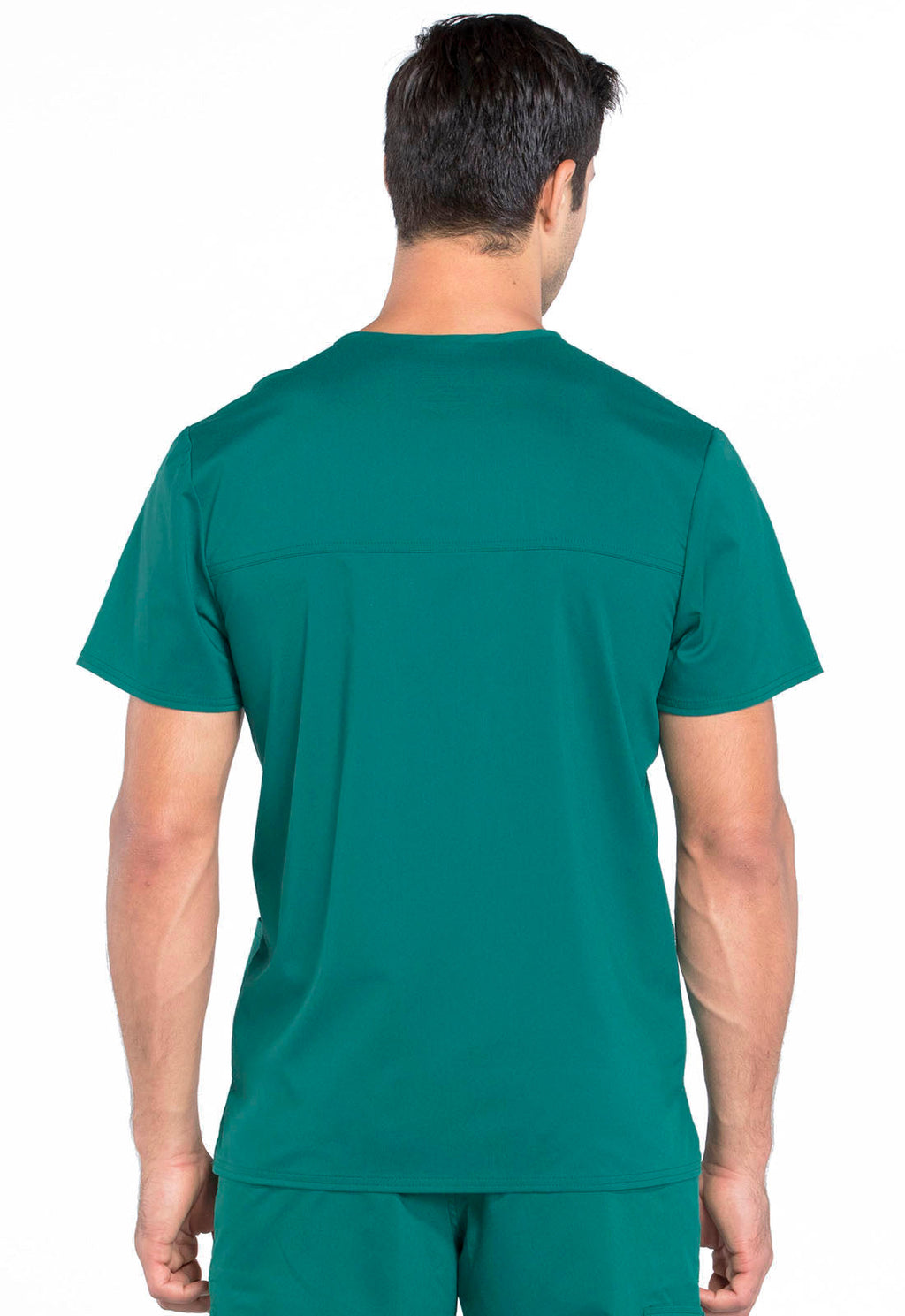 Revolution WW670 Men's V-Neck Top Hunter Green Model Image Back | Cherokee Workwear