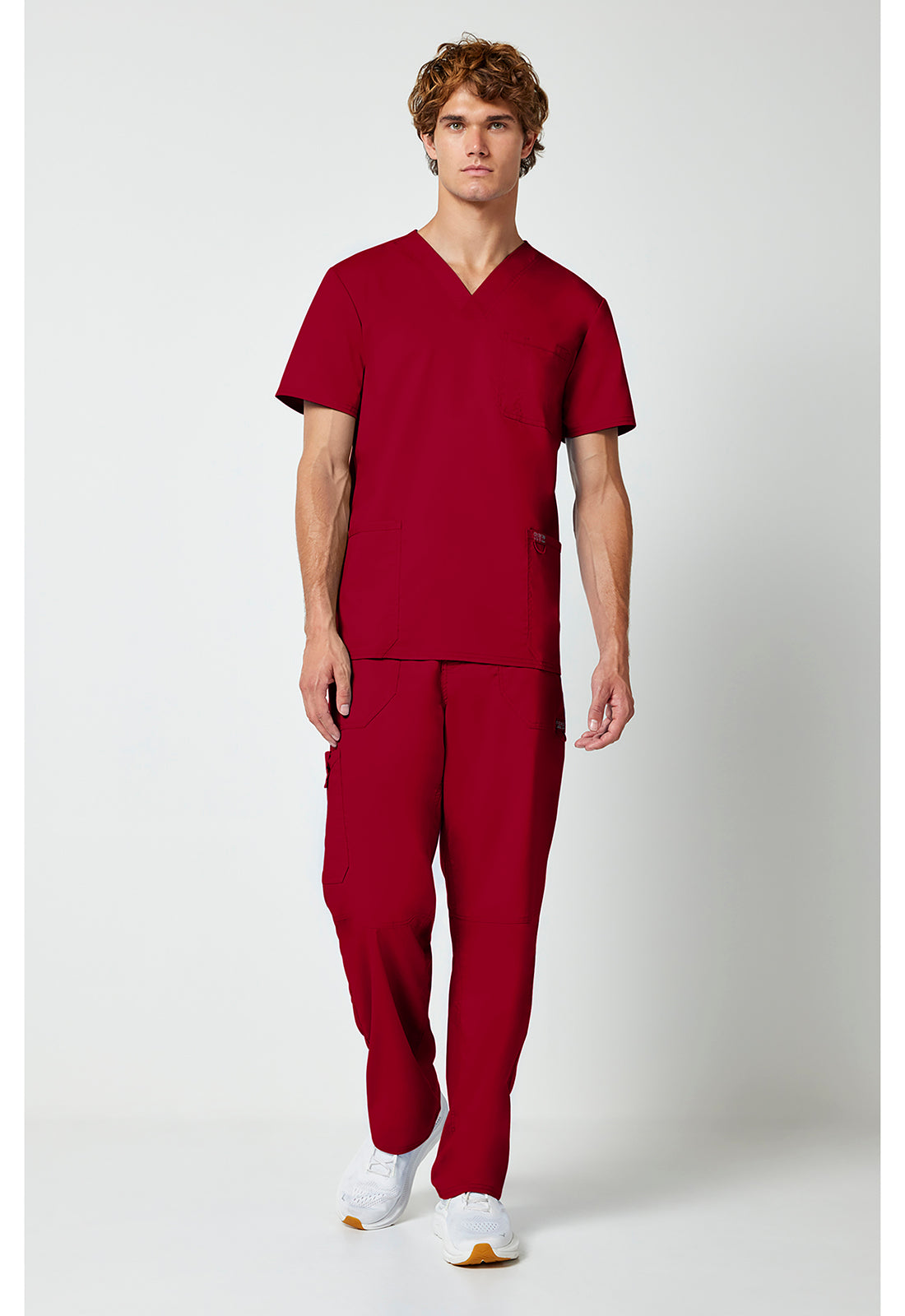 Workwear Revolution WW670 Men's V-Neck Scrub Top Red