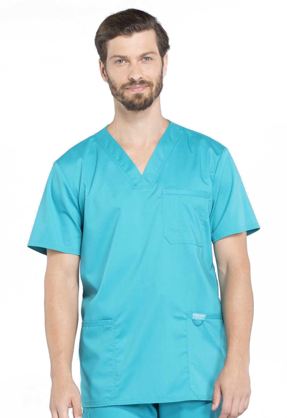 Workwear Revolution WW670 Men's V-Neck Scrub Top Teal Blue