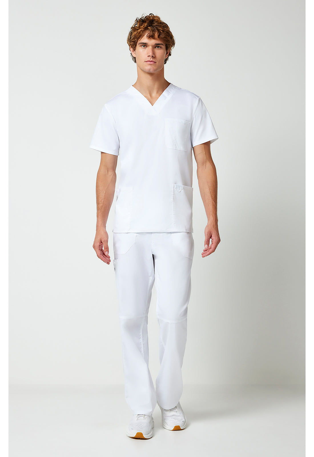 Workwear Revolution WW670 Men's V-Neck Scrub Top White