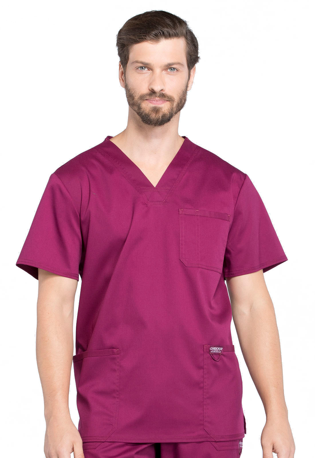 Workwear Revolution WW670 Men's V-Neck Scrub Top Wine
