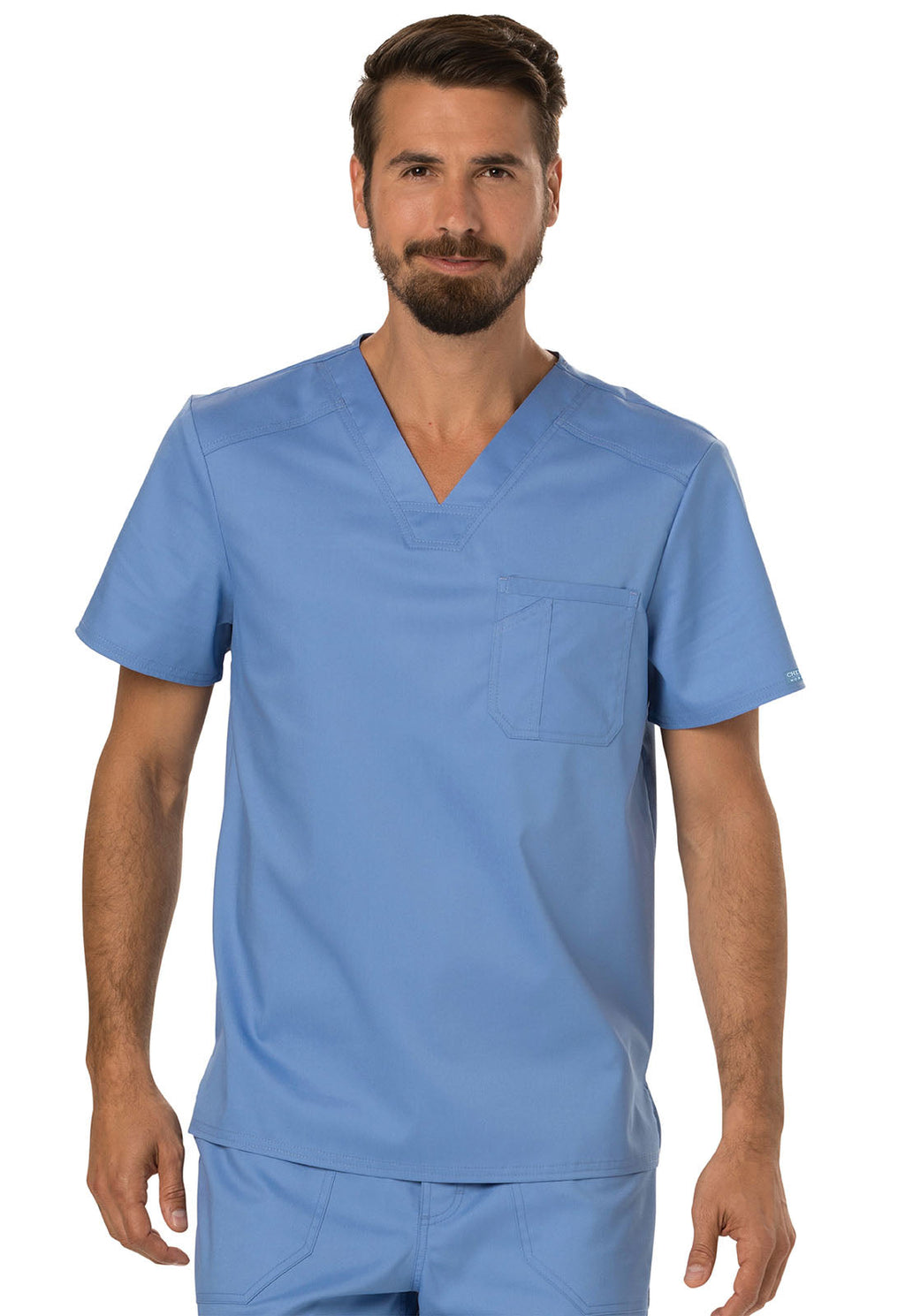 Workwear Revolution WW690 Men's Tuckable V-Neck Scrub Top Ciel Blue