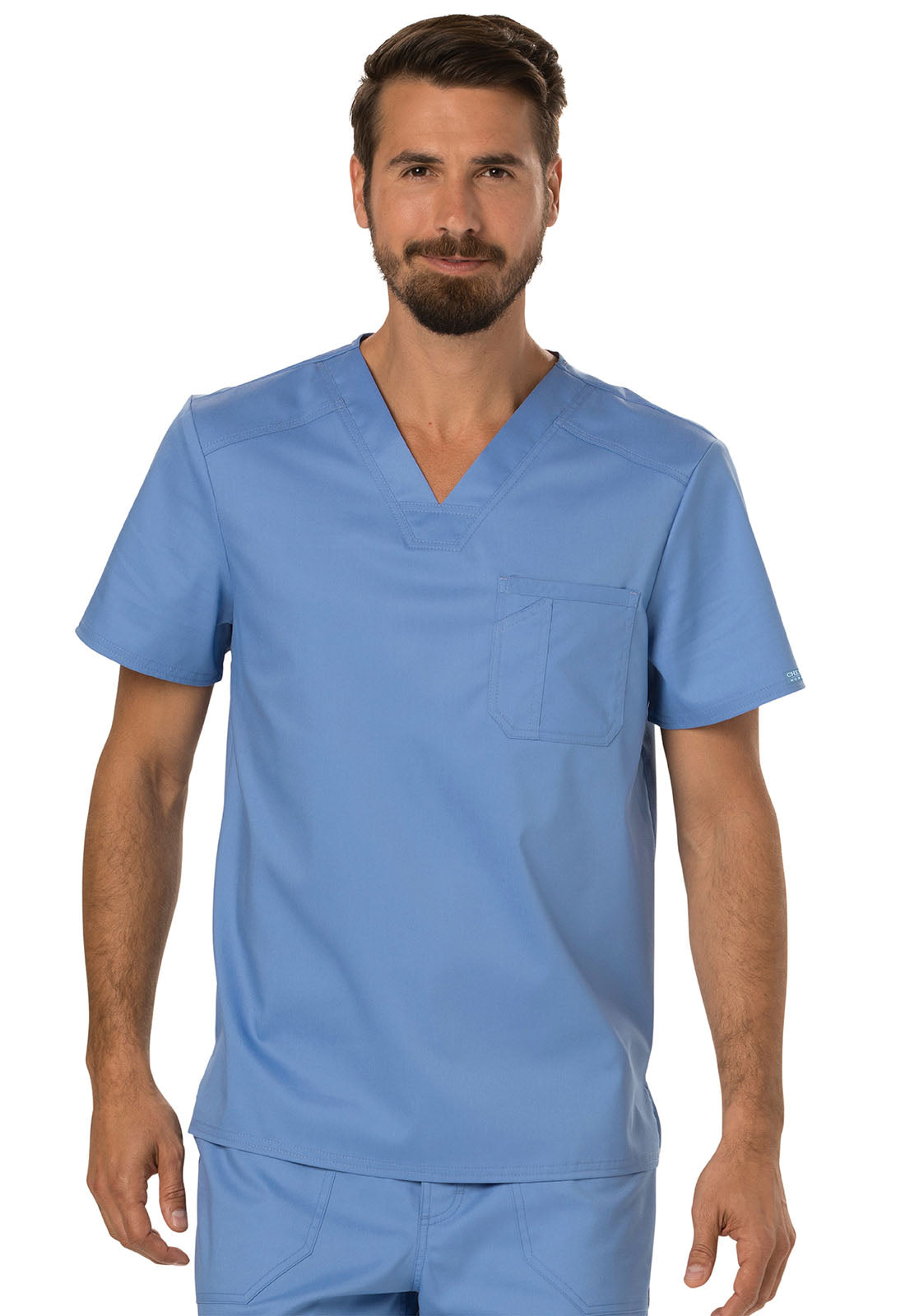 Workwear Revolution WW690 Men's Tuckable V-Neck Scrub Top Ciel Blue
