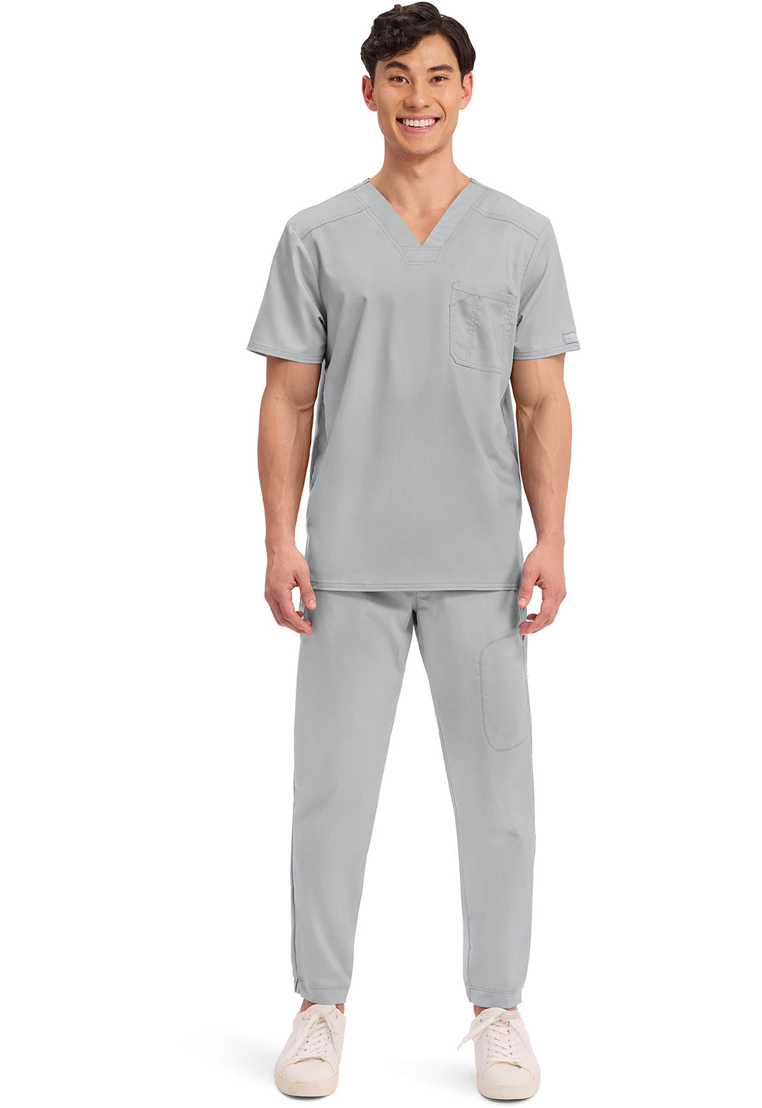 Workwear Revolution WW690 Men's Tuckable V-Neck Scrub Top Grey