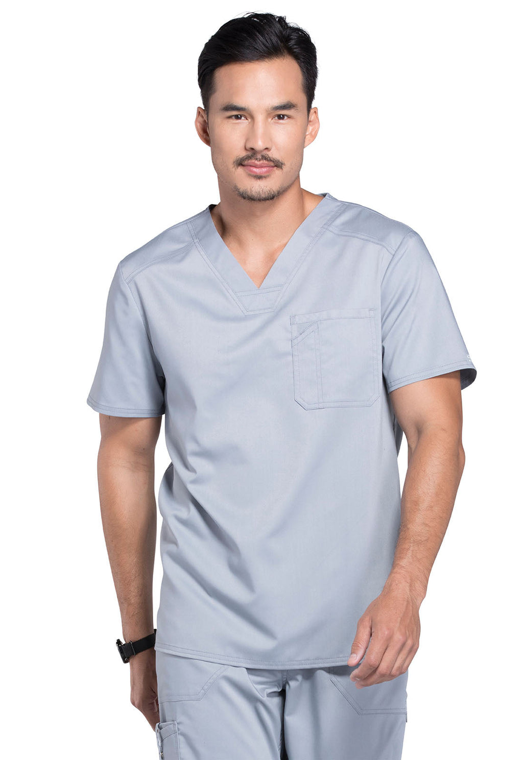 Workwear Revolution WW690 Men's Tuckable V-Neck Scrub Top Grey