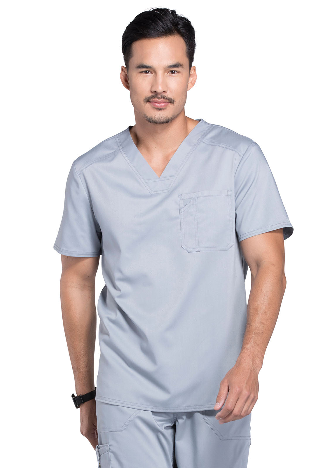 Workwear Revolution WW690 Men's Tuckable V-Neck Scrub Top Grey