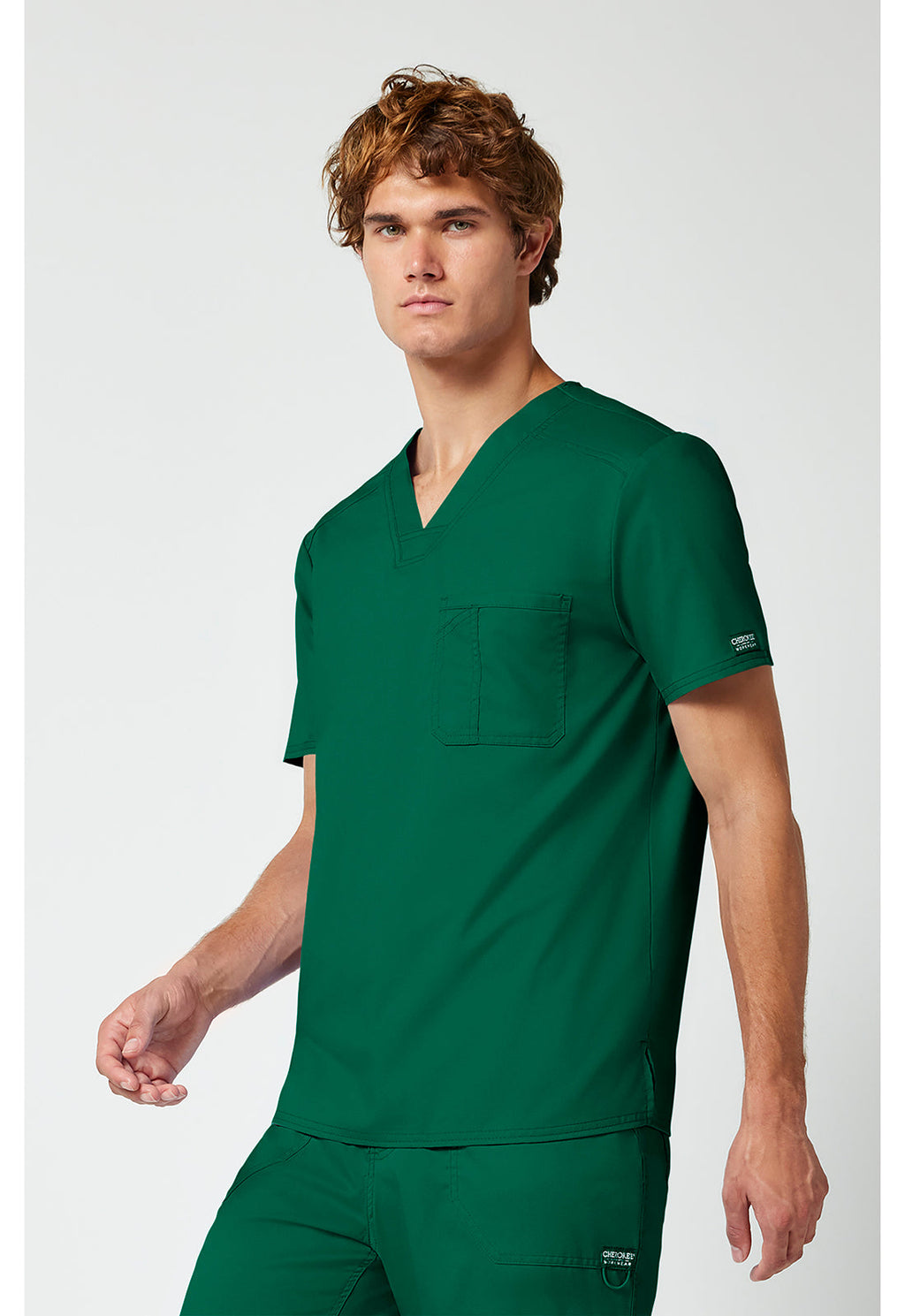 Workwear Revolution WW690 Men's Tuckable V-Neck Scrub Top Hunter Green