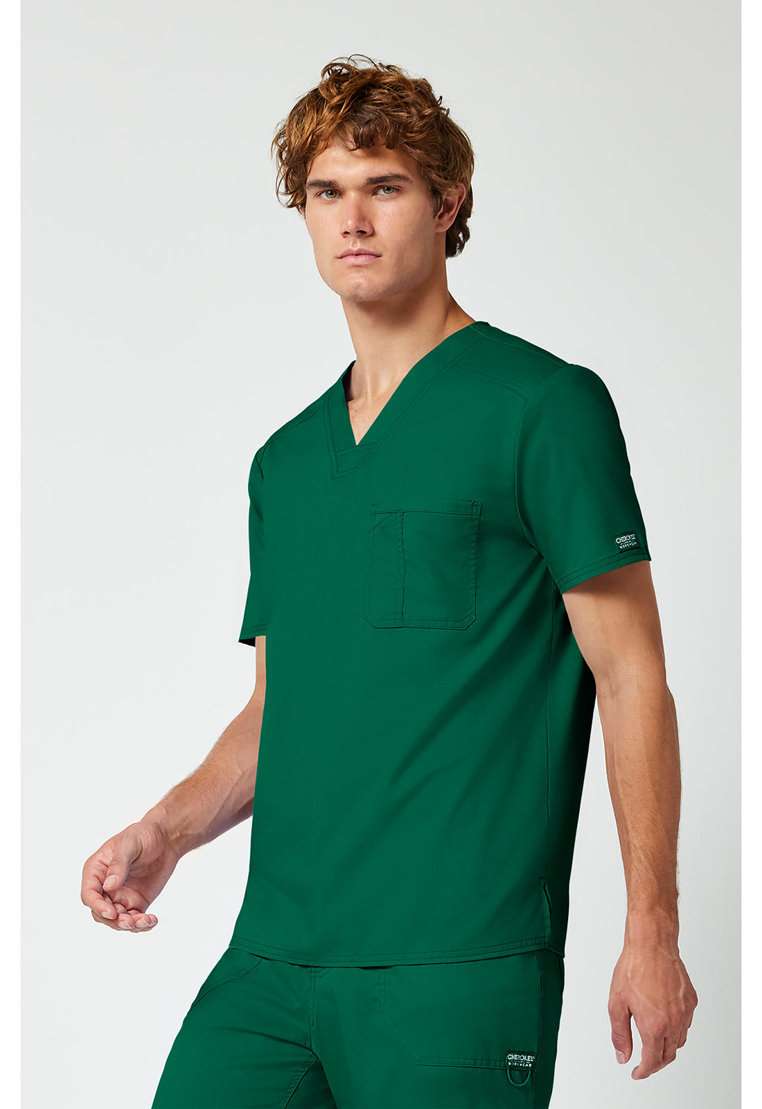 Workwear Revolution WW690 Men's Tuckable V-Neck Scrub Top Hunter Green