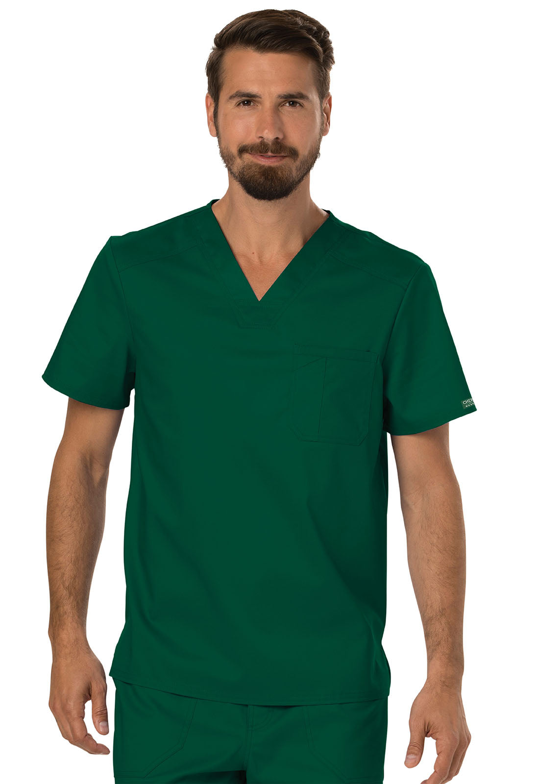 Workwear Revolution WW690 Men's Tuckable V-Neck Scrub Top Hunter Green