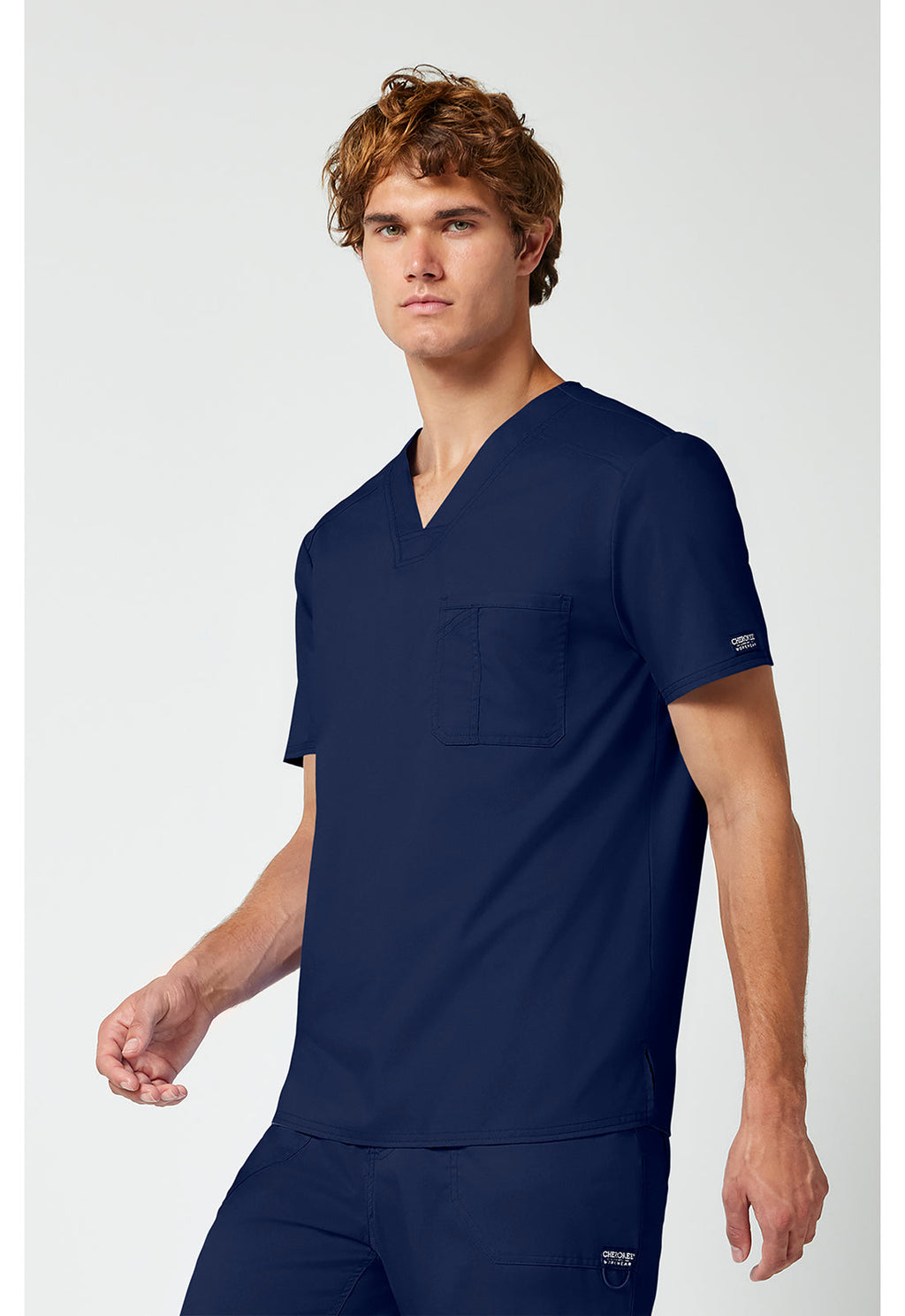 Workwear Revolution WW690 Men's Tuckable V-Neck Scrub Top Navy