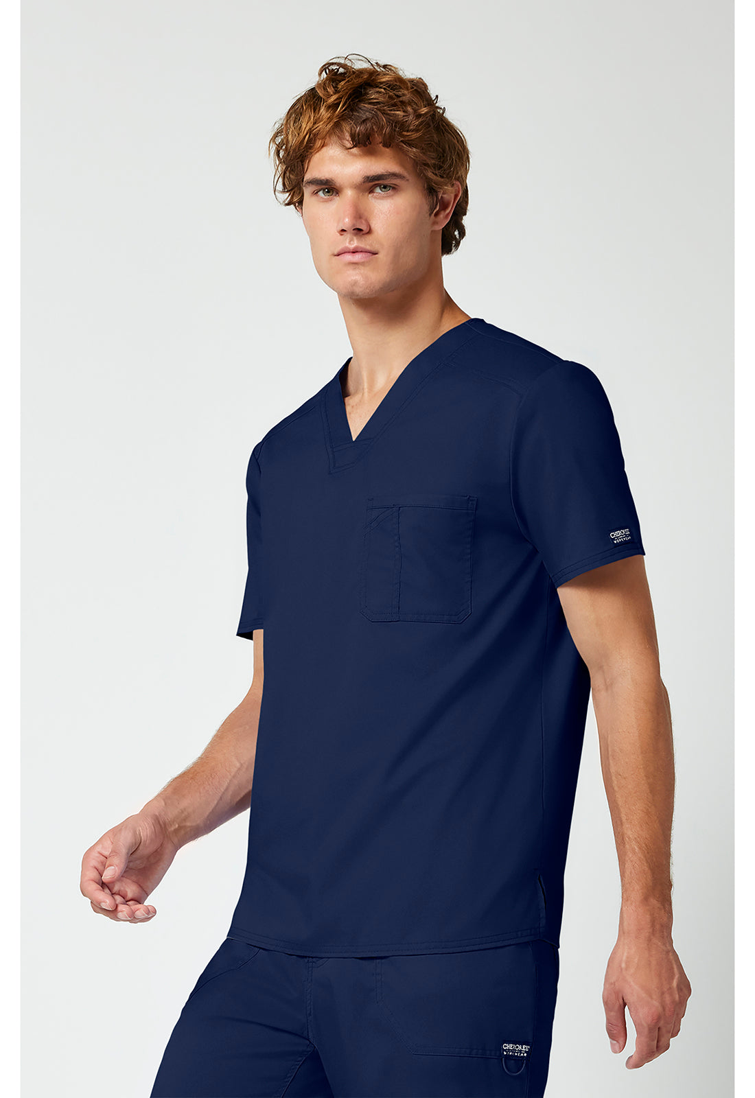 Workwear Revolution WW690 Men's Tuckable V-Neck Scrub Top Navy