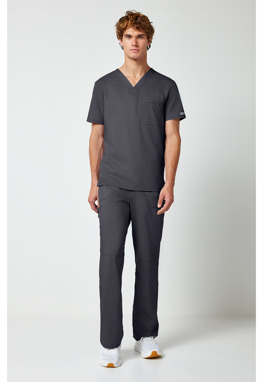 Workwear Revolution WW690 Men's Tuckable V-Neck Scrub Top Pewter