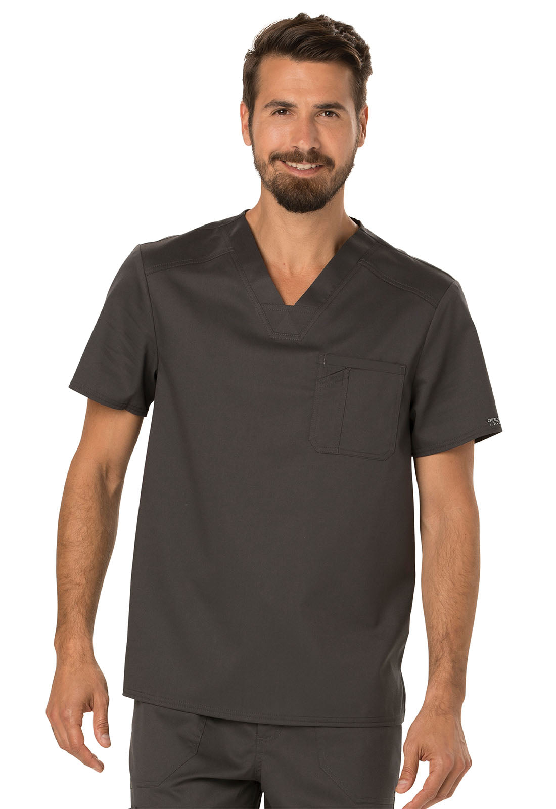 Workwear Revolution WW690 Men's Tuckable V-Neck Scrub Top Pewter