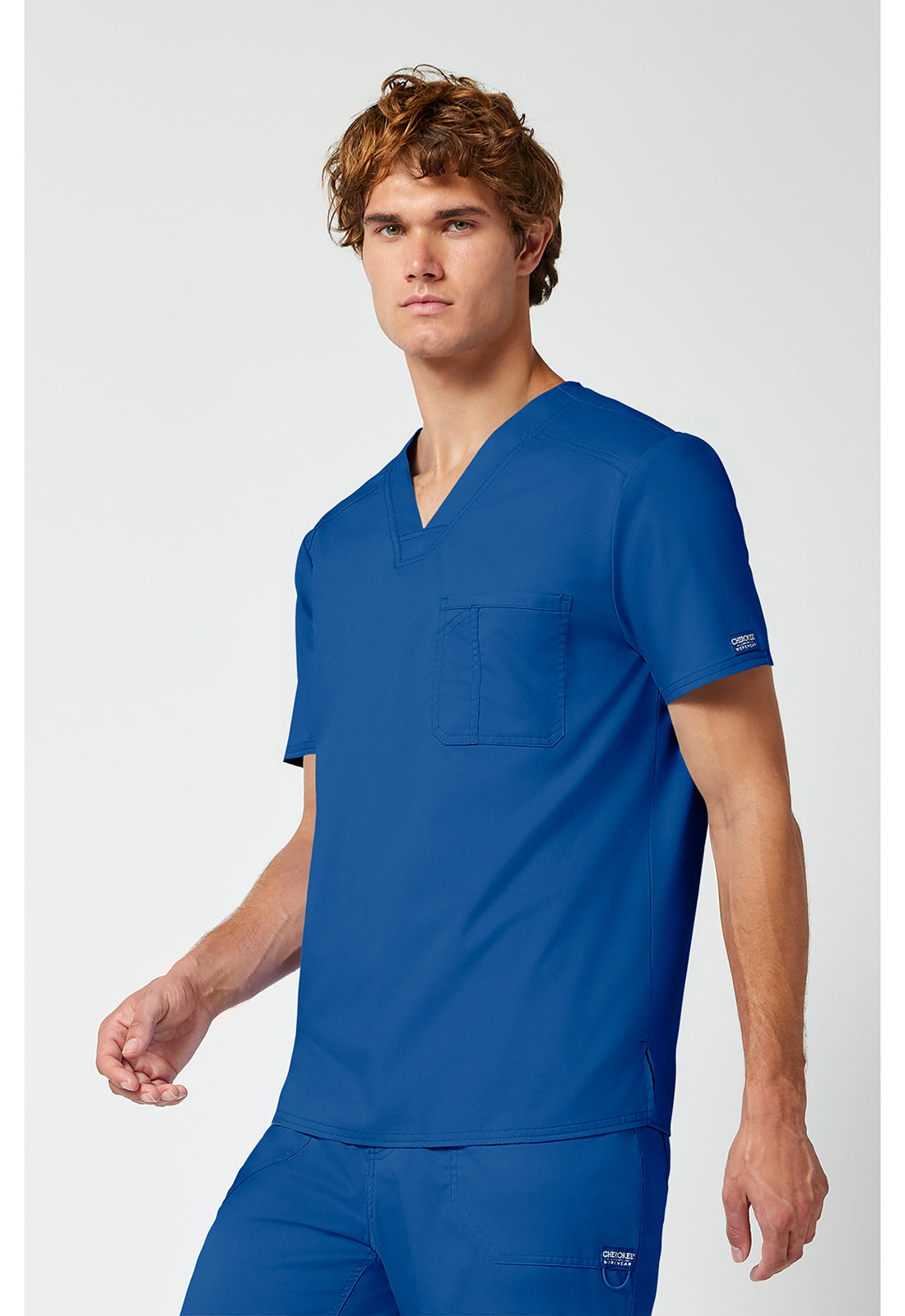 Workwear Revolution WW690 Men's Tuckable V-Neck Scrub Top Royal