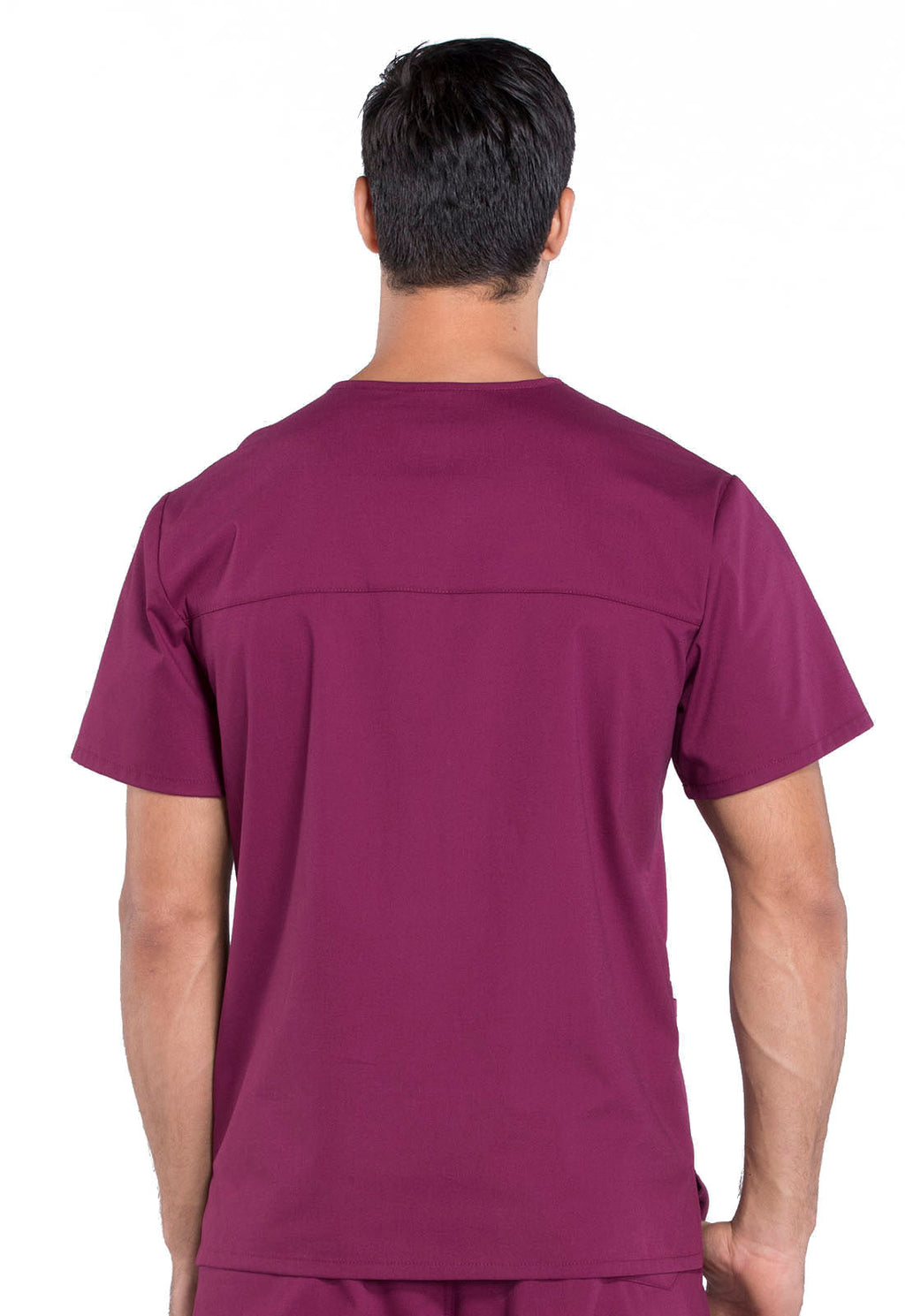 Professionals WW695 Men's V-Neck Top Wine Model Image Back | Cherokee Workwear