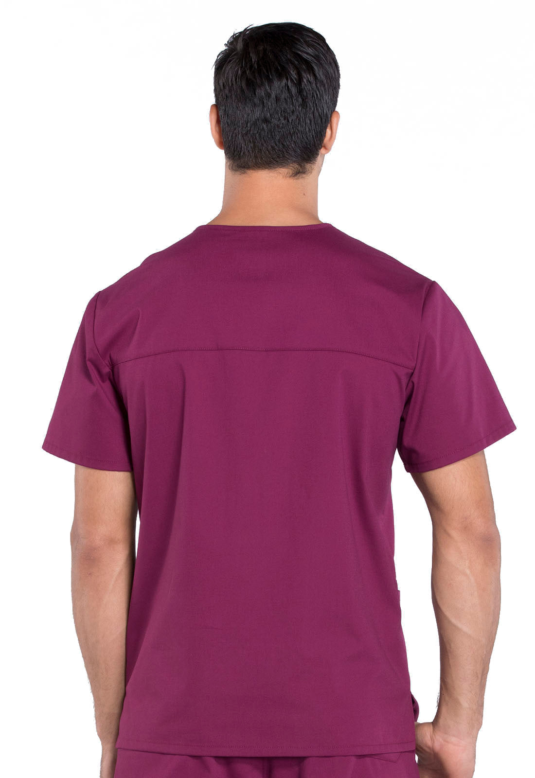 Professionals WW695 Men's V-Neck Top Wine Model Image Back | Cherokee Workwear