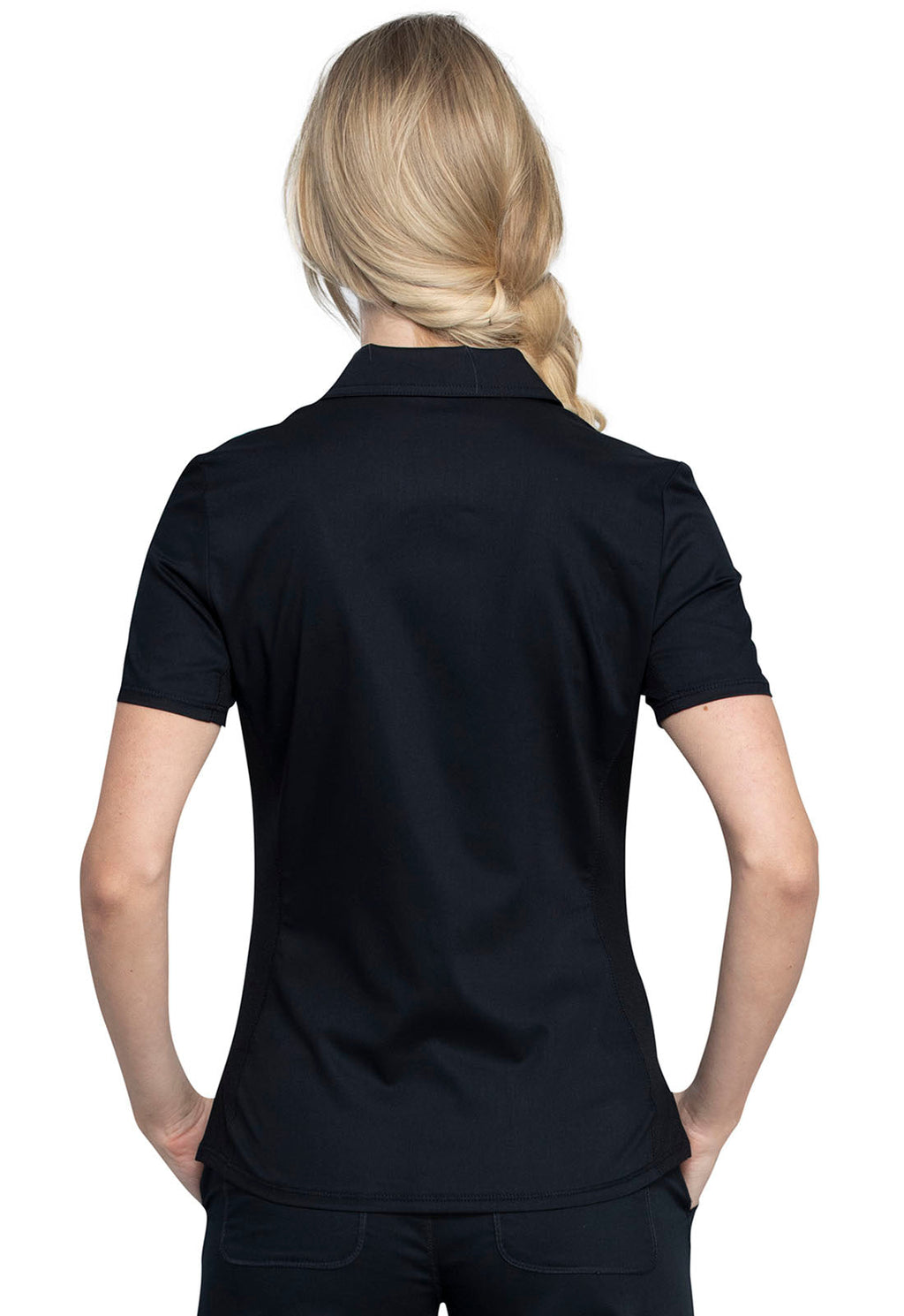 Revolution WW698 Tuckable Snap Front Polo Shirt Black Model Image Back | Cherokee Workwear