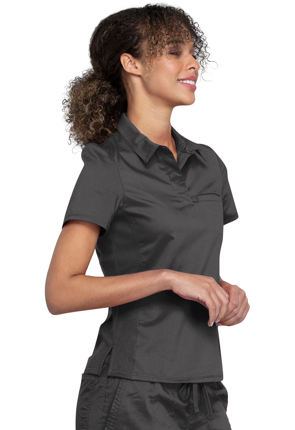 Revolution WW698 Tuckable Snap Front Polo Shirt Pewter