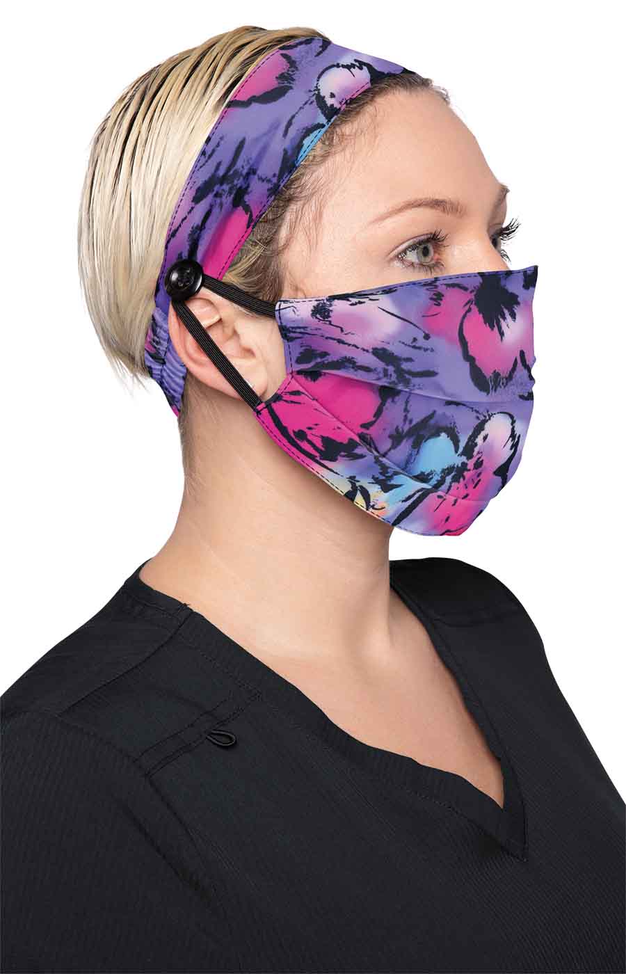 Classics A162 Fashion Mask + Headband Set Colorful Petals