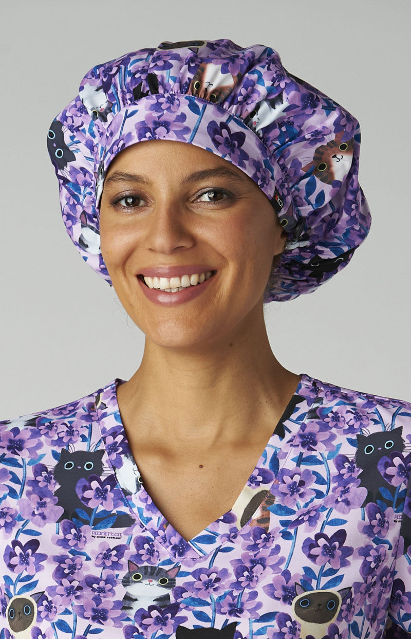Koi Artist Series A174PRA Bouffant Cap Flora Kitty