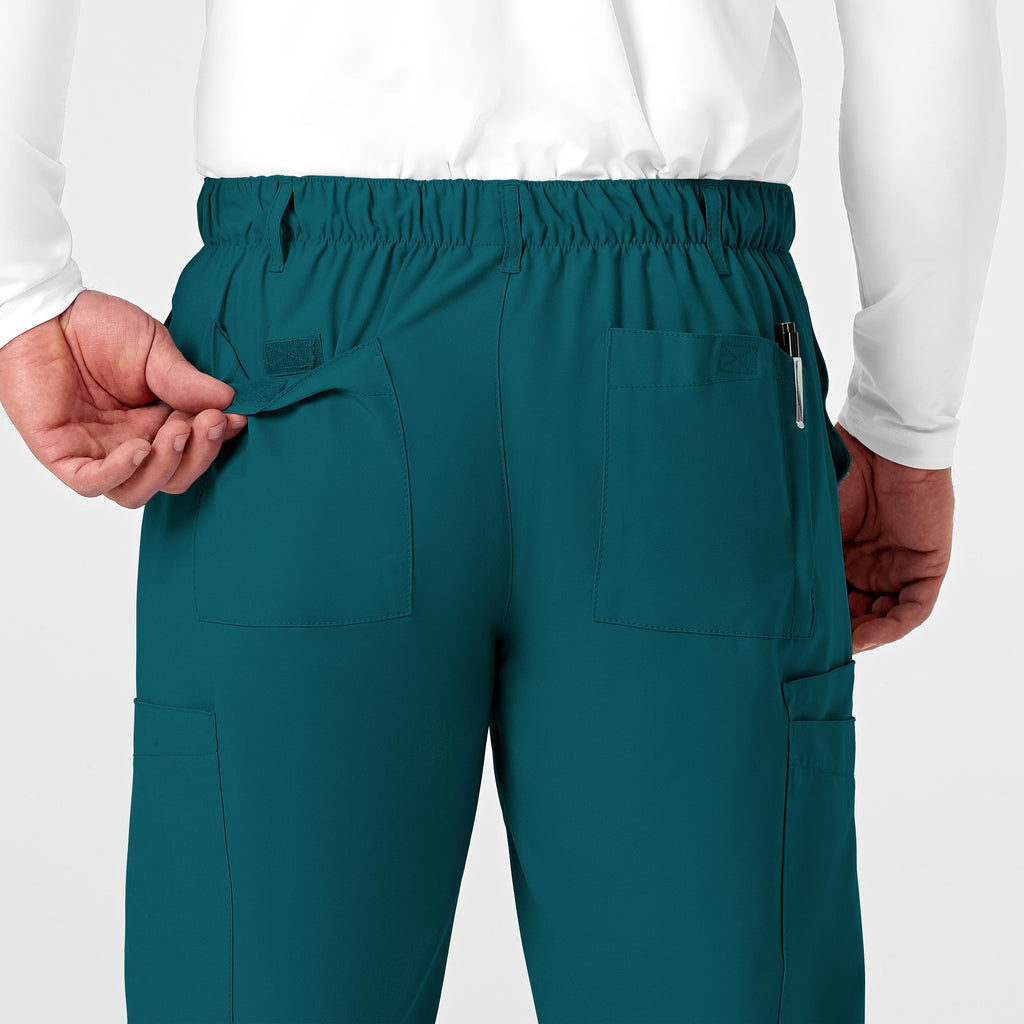 W123 5355 Men's Flat Front Cargo Scrub Pants Caribbean Blue