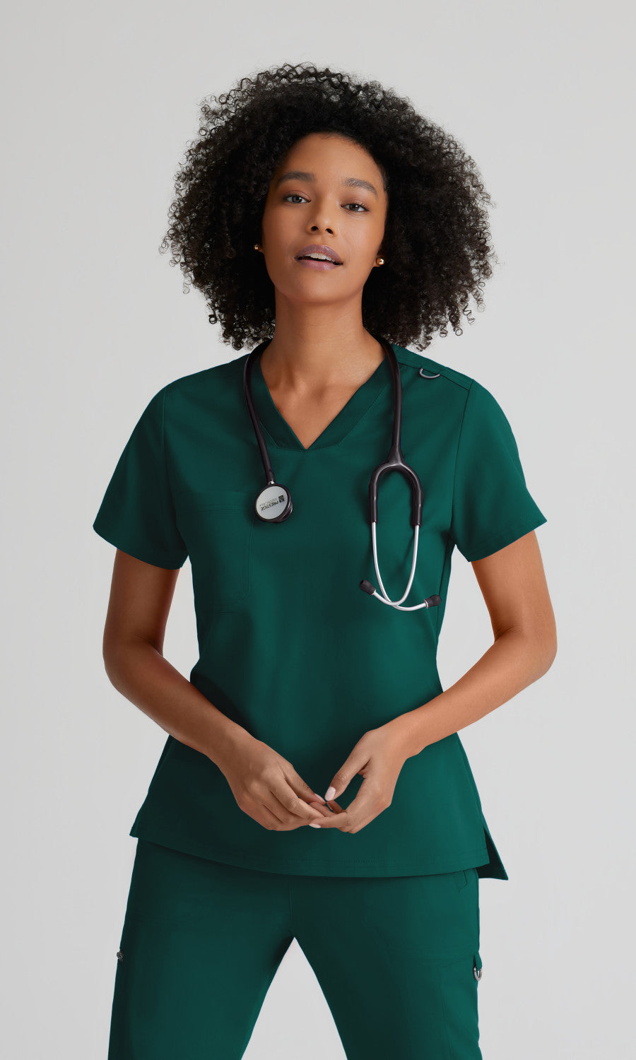 Grey's Anatomy Stretch GVST028 Bree Scrub Top Hunter Green