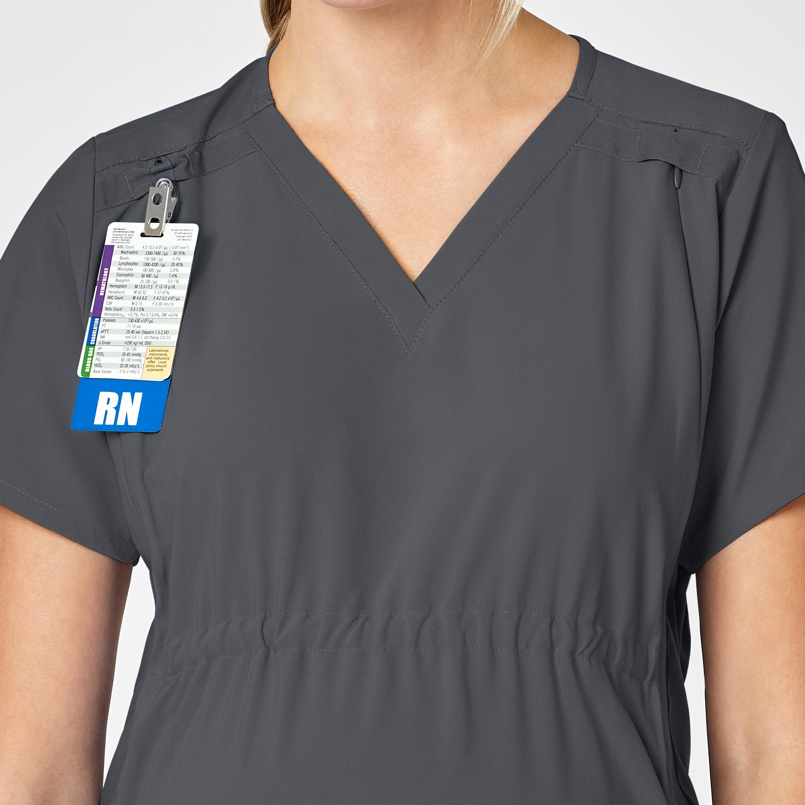W123 4555 Maternity V-Neck Scrub Top Pewter