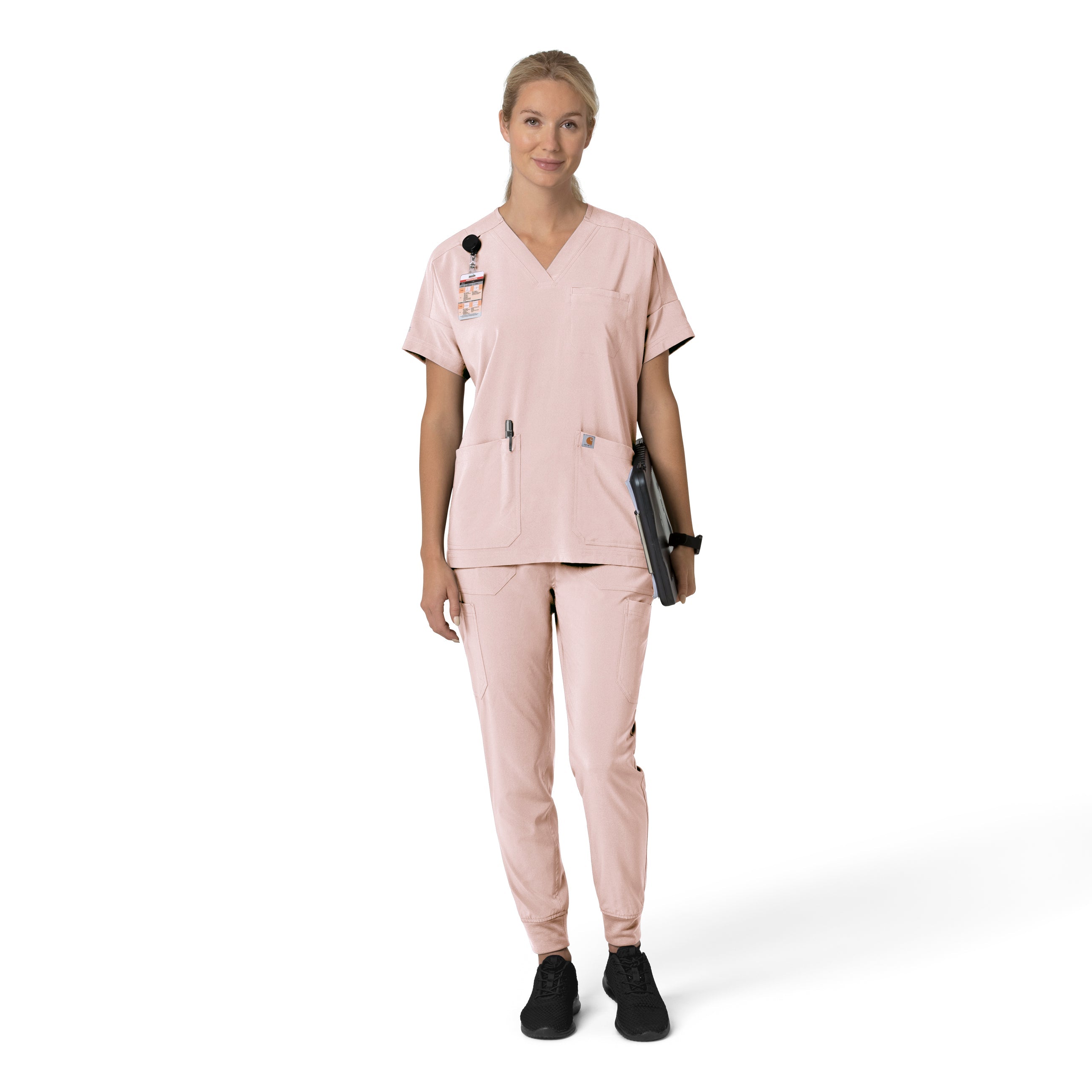 Force Cross-Flex C13110 Women's Oversized V-Neck Scrub Top Soft Rose