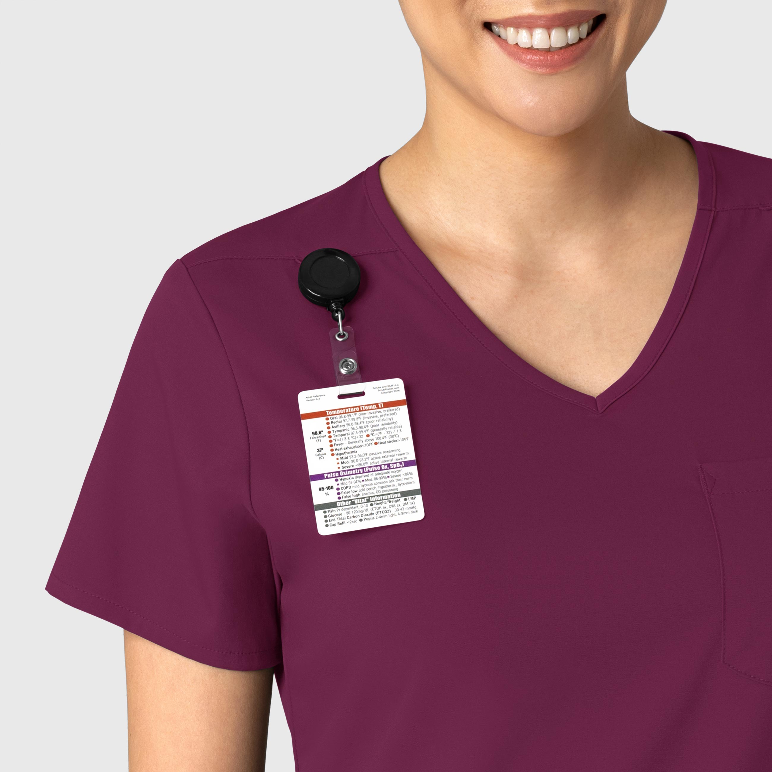 Boundless 6151 Tuck-In Scrub Top Wine