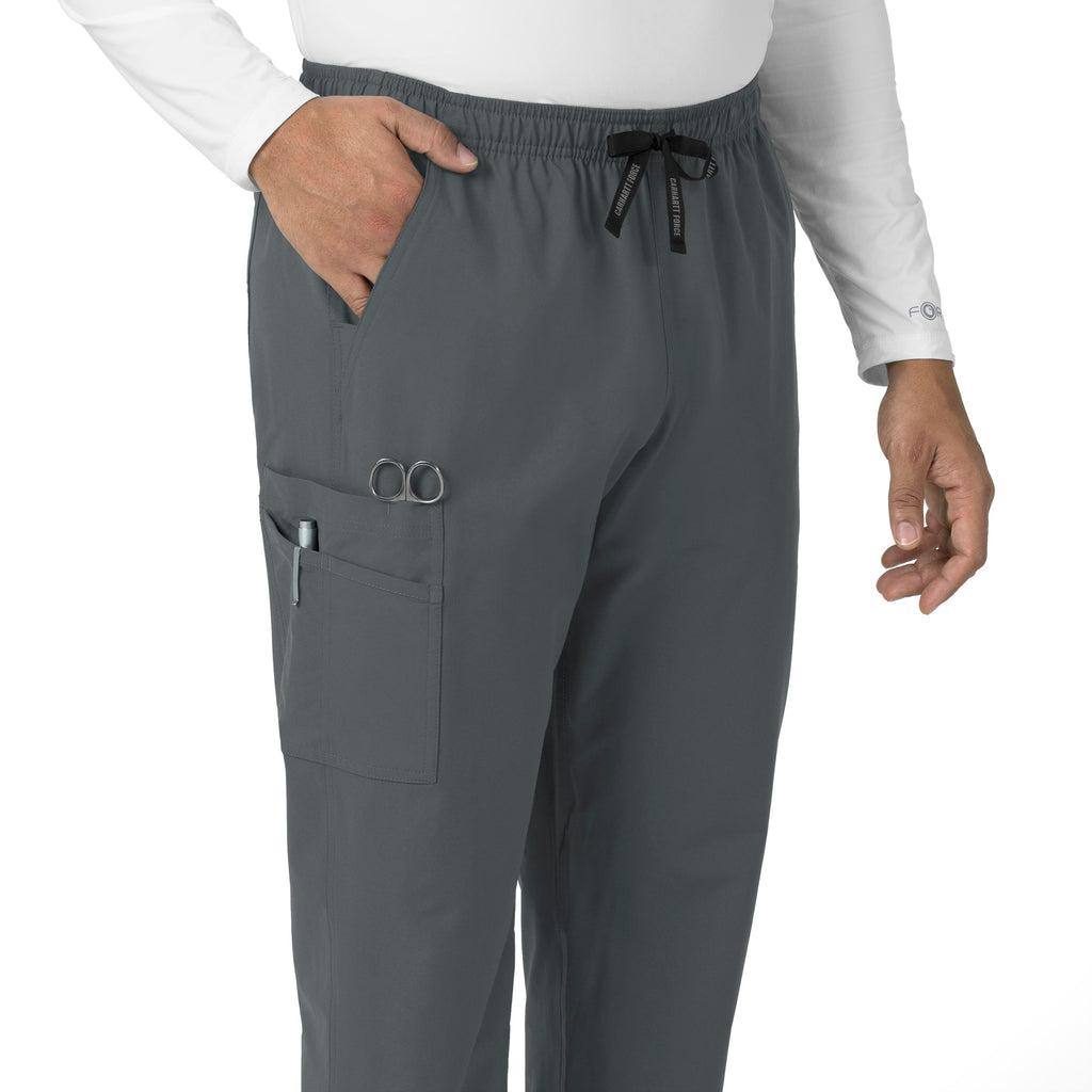 Force Essentials C55013 Unisex Elastic Waist Cargo Scrub Pants Pewter