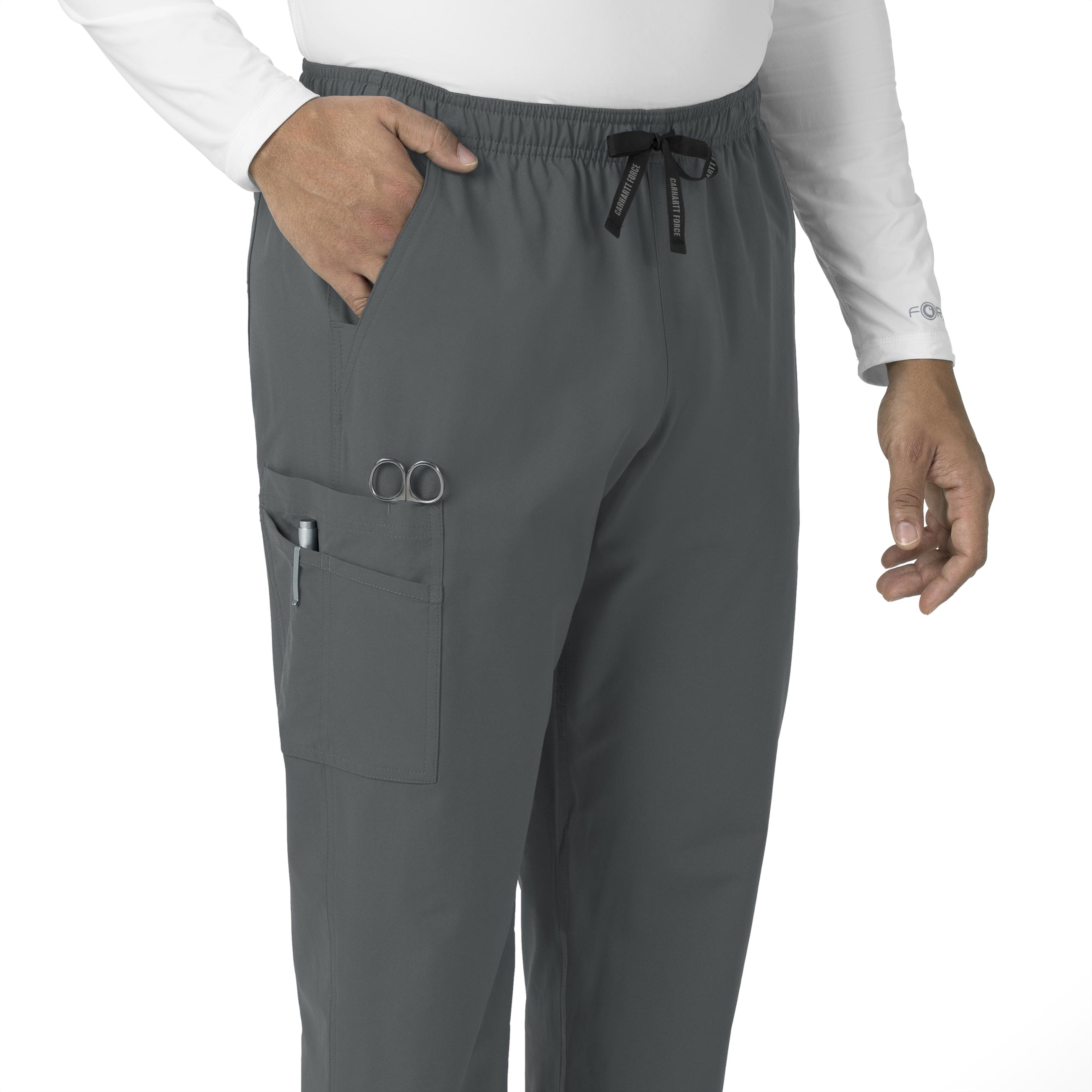 Force Essentials C55013 Unisex Elastic Waist Cargo Scrub Pants Pewter